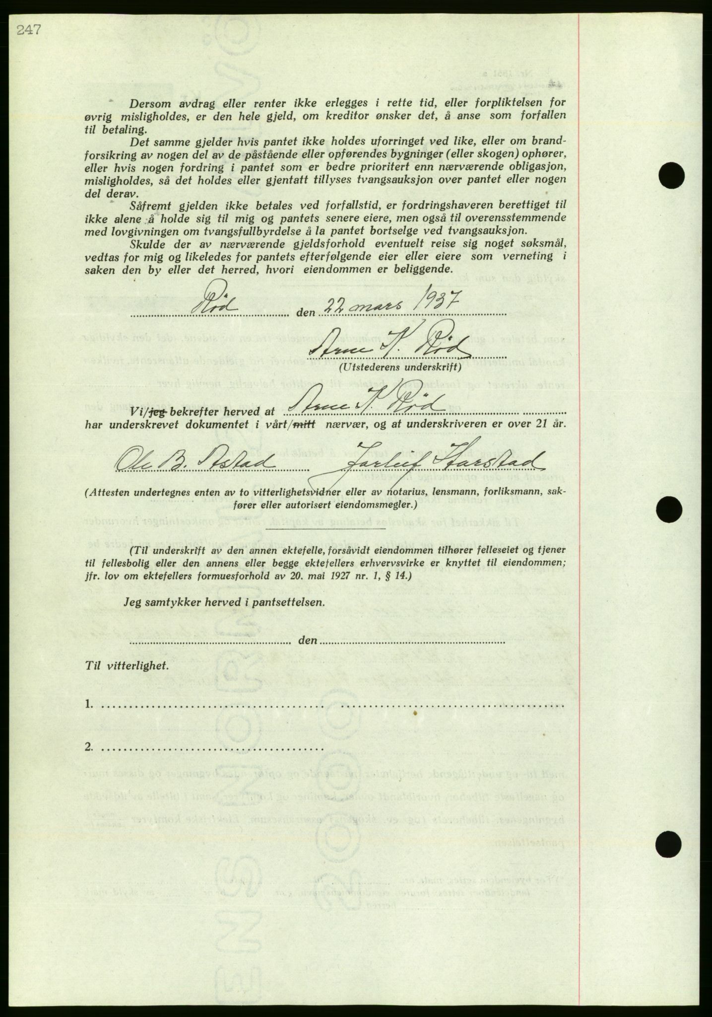 Nordmøre sorenskriveri, AV/SAT-A-4132/1/2/2Ca/L0091: Mortgage book no. B81, 1937-1937, Diary no: : 952/1937