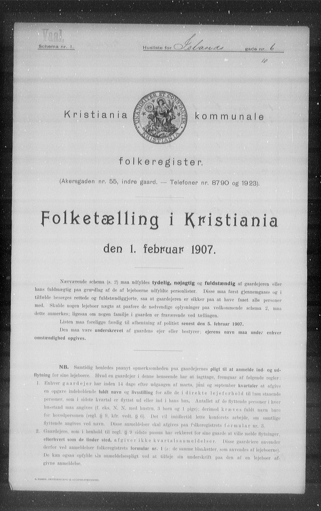 OBA, Municipal Census 1907 for Kristiania, 1907, p. 22851