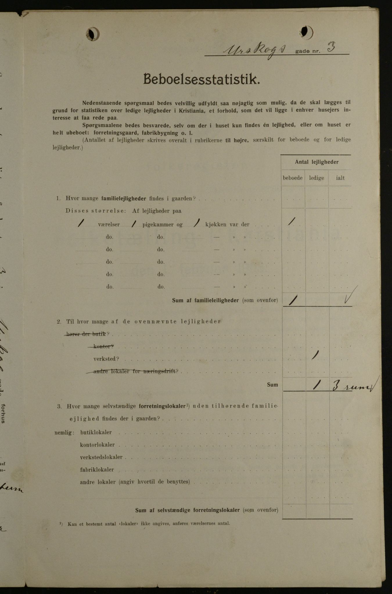 OBA, Municipal Census 1908 for Kristiania, 1908, p. 2643