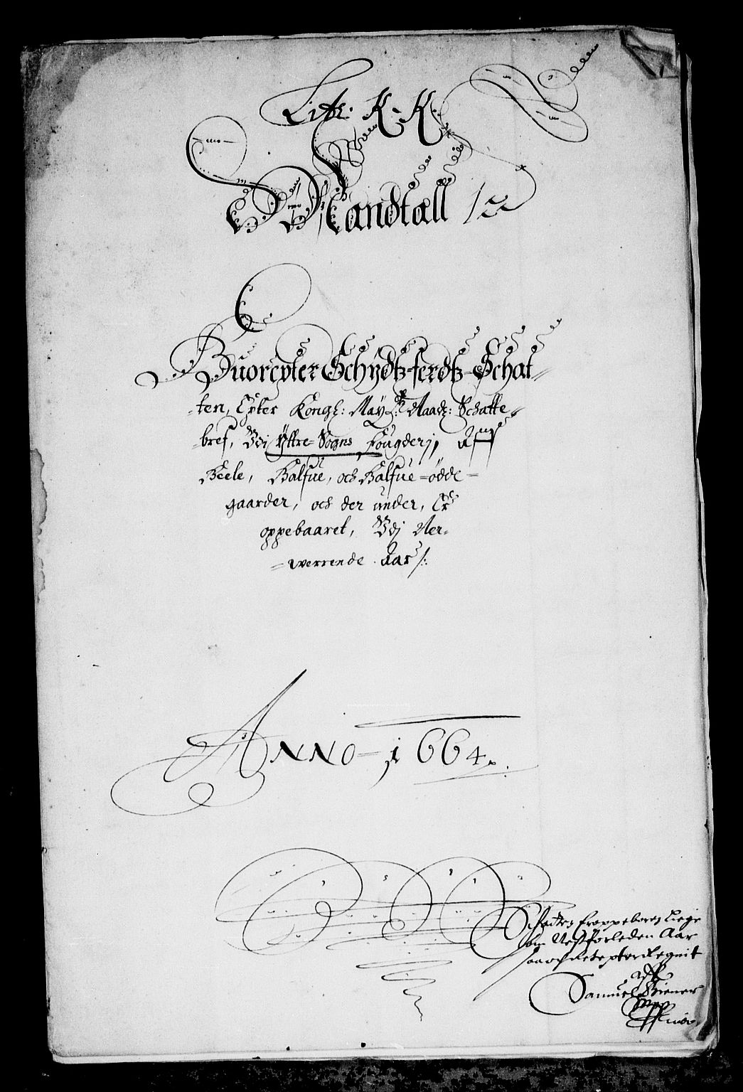 Rentekammeret inntil 1814, Reviderte regnskaper, Stiftamtstueregnskaper, Bergen stiftamt, AV/RA-EA-6043/R/Rc/L0014: Bergen stiftamt, 1664