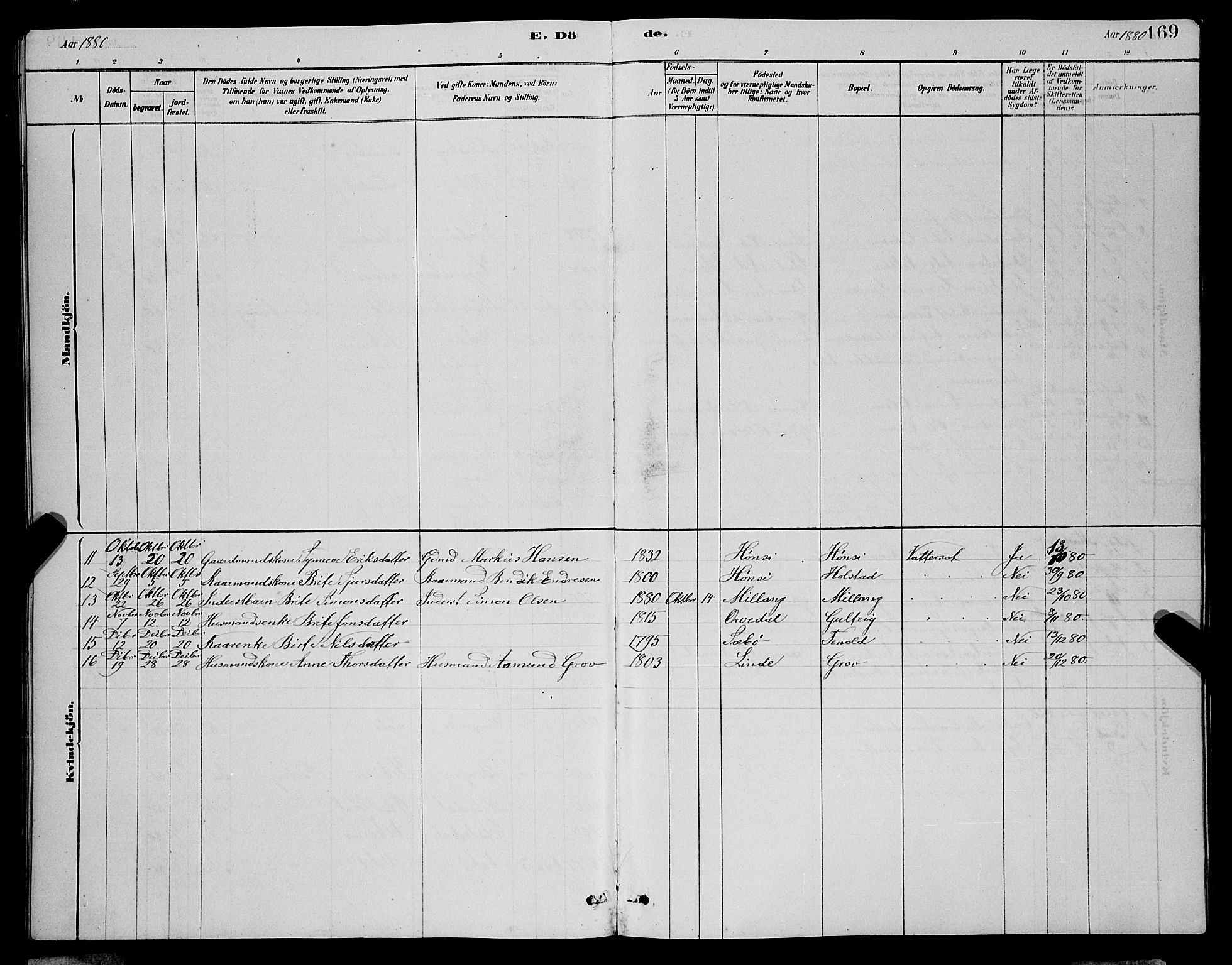 Vik sokneprestembete, AV/SAB-A-81501/H/Hab/Haba/L0003: Parish register (copy) no. A 3, 1878-1894, p. 169