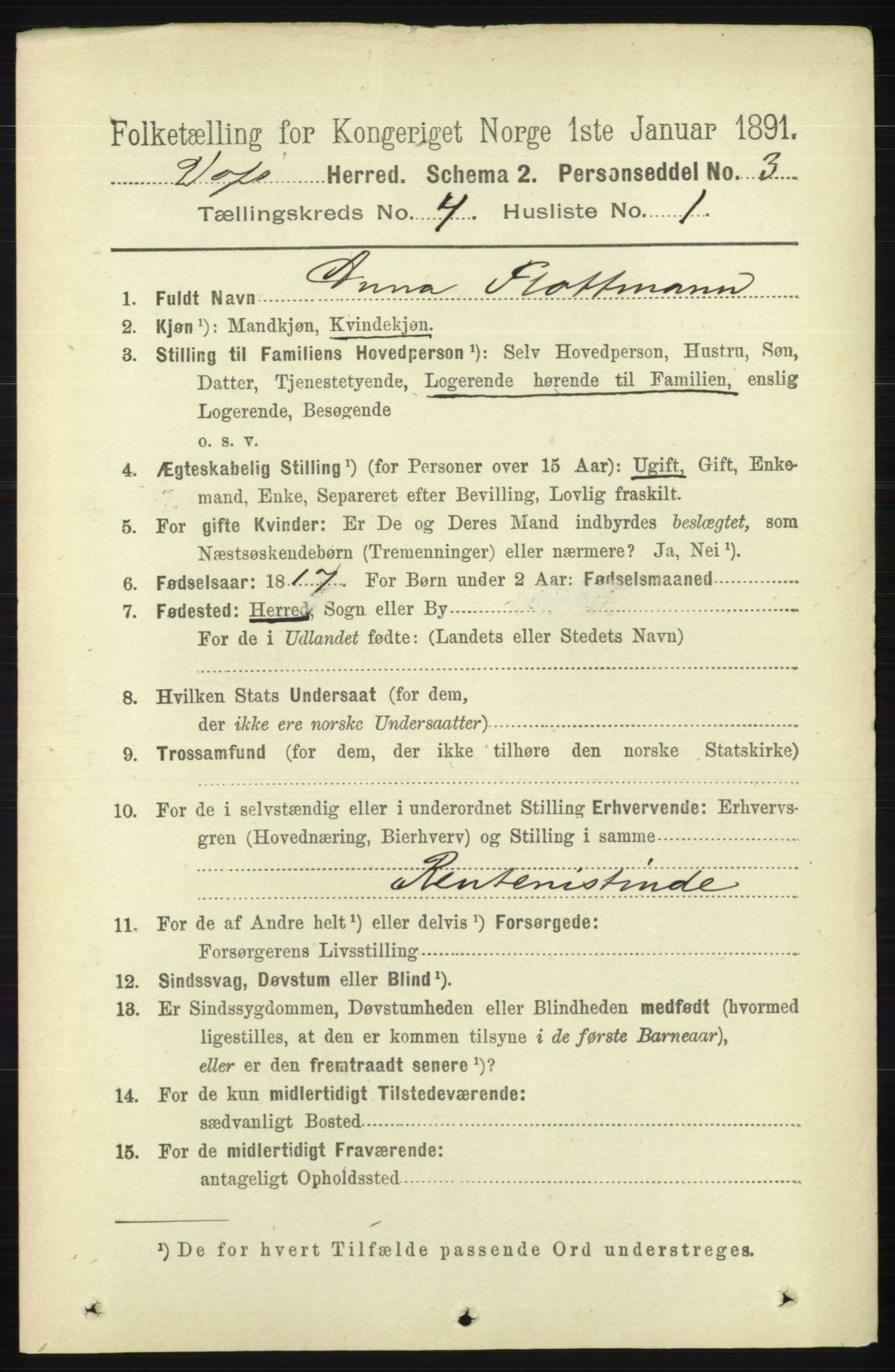 RA, 1891 census for 1235 Voss, 1891, p. 1570