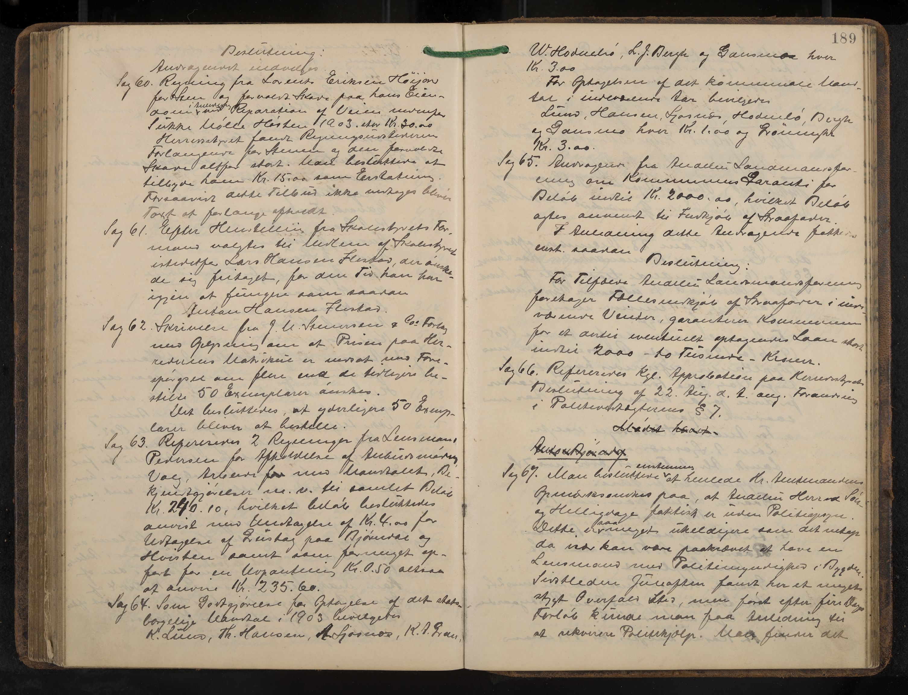 Andebu formannskap og sentraladministrasjon, IKAK/0719021-1/A/Aa/L0003: Møtebok, 1892-1908, p. 189