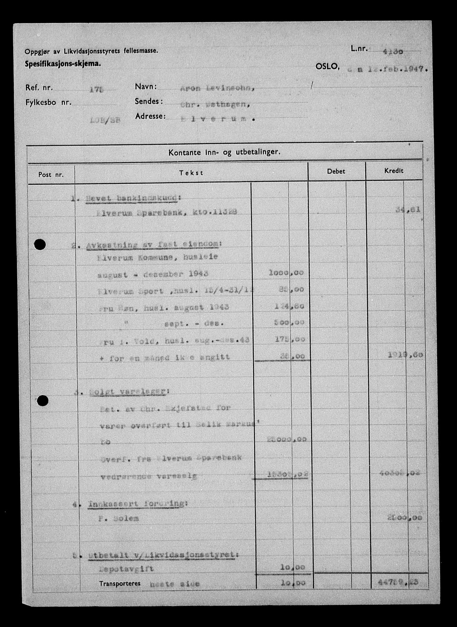 Justisdepartementet, Tilbakeføringskontoret for inndratte formuer, AV/RA-S-1564/H/Hc/Hcd/L1003: --, 1945-1947, p. 3