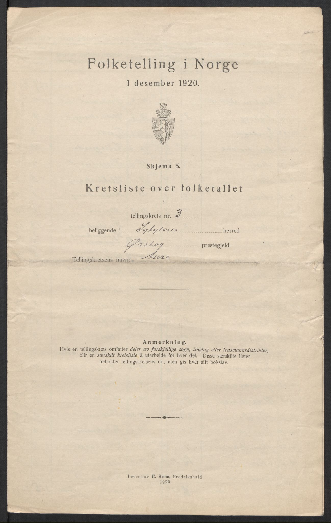SAT, 1920 census for Sykkylven, 1920, p. 13