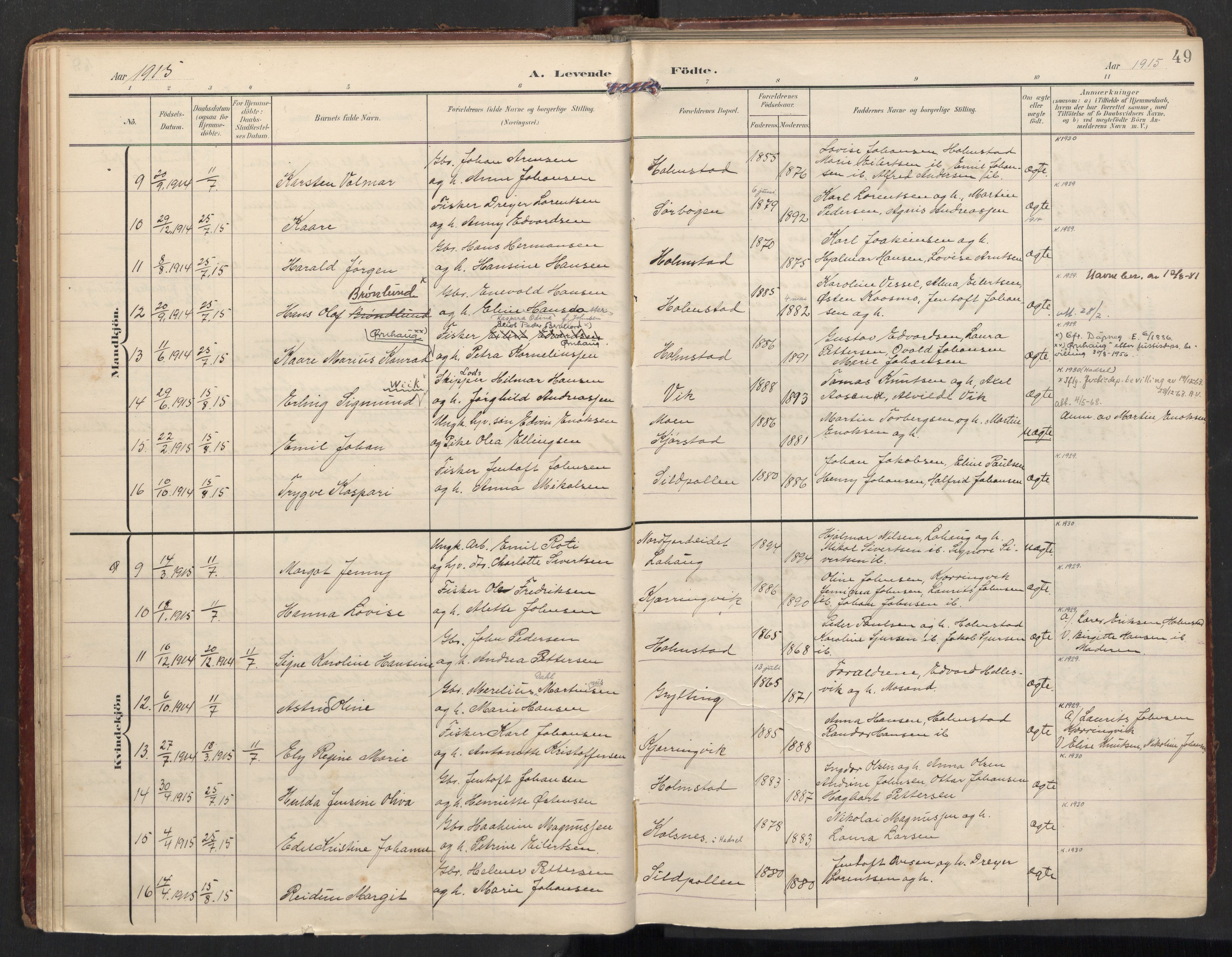 Ministerialprotokoller, klokkerbøker og fødselsregistre - Nordland, AV/SAT-A-1459/890/L1287: Parish register (official) no. 890A02, 1903-1915, p. 49