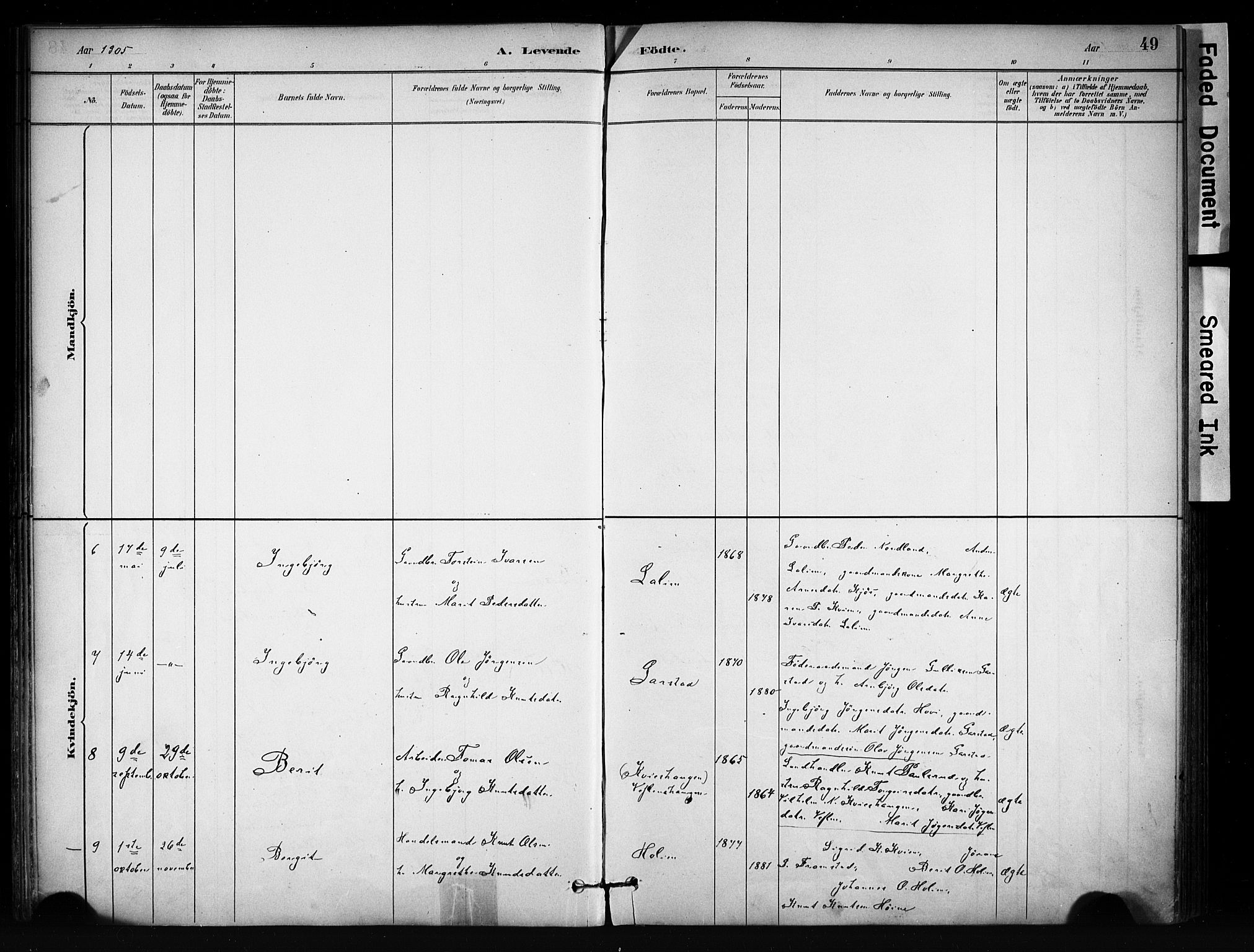 Vang prestekontor, Valdres, AV/SAH-PREST-140/H/Ha/L0009: Parish register (official) no. 9, 1882-1914, p. 49