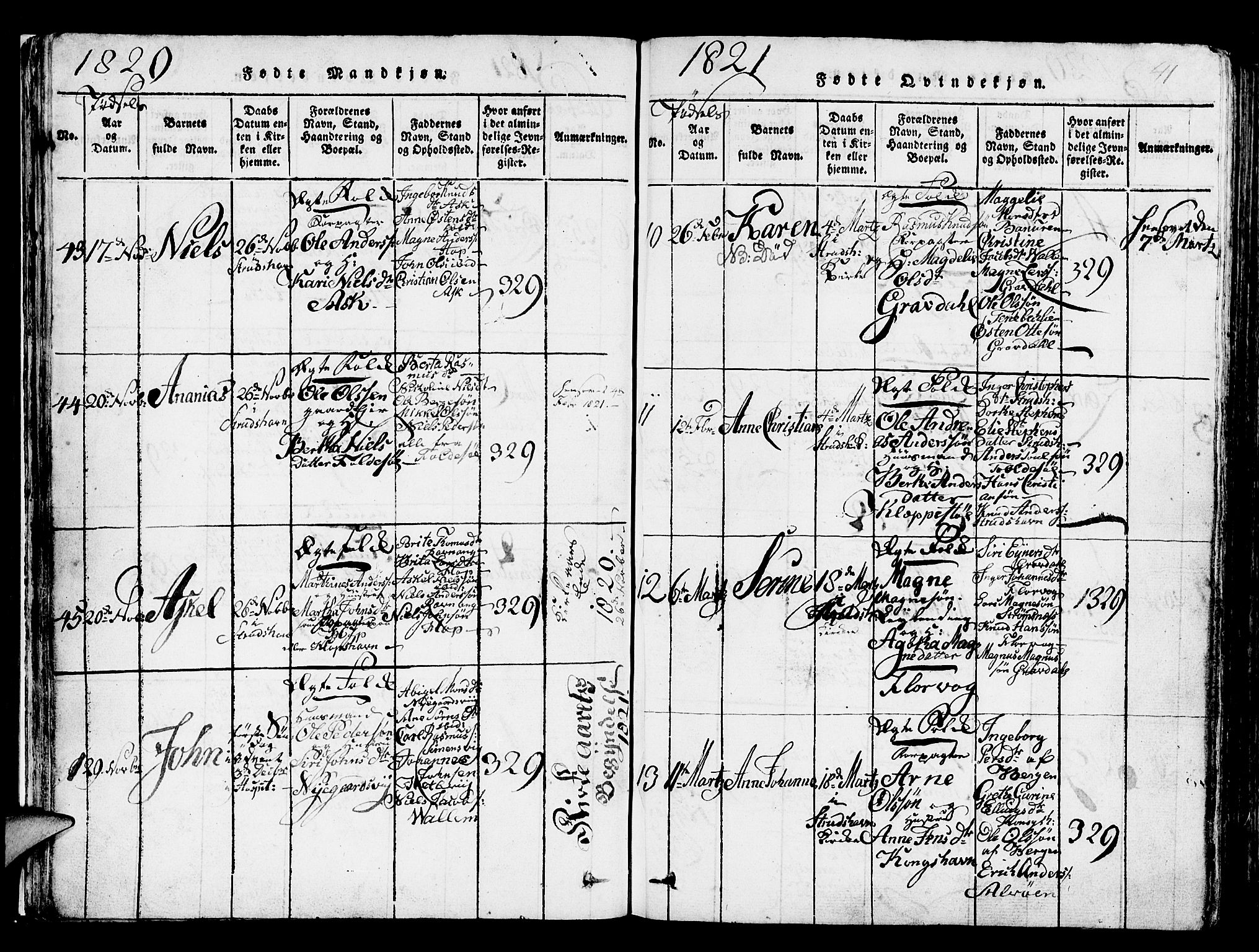 Askøy Sokneprestembete, AV/SAB-A-74101/H/Ha/Hab/Haba/L0002: Parish register (copy) no. A 2, 1815-1846, p. 41