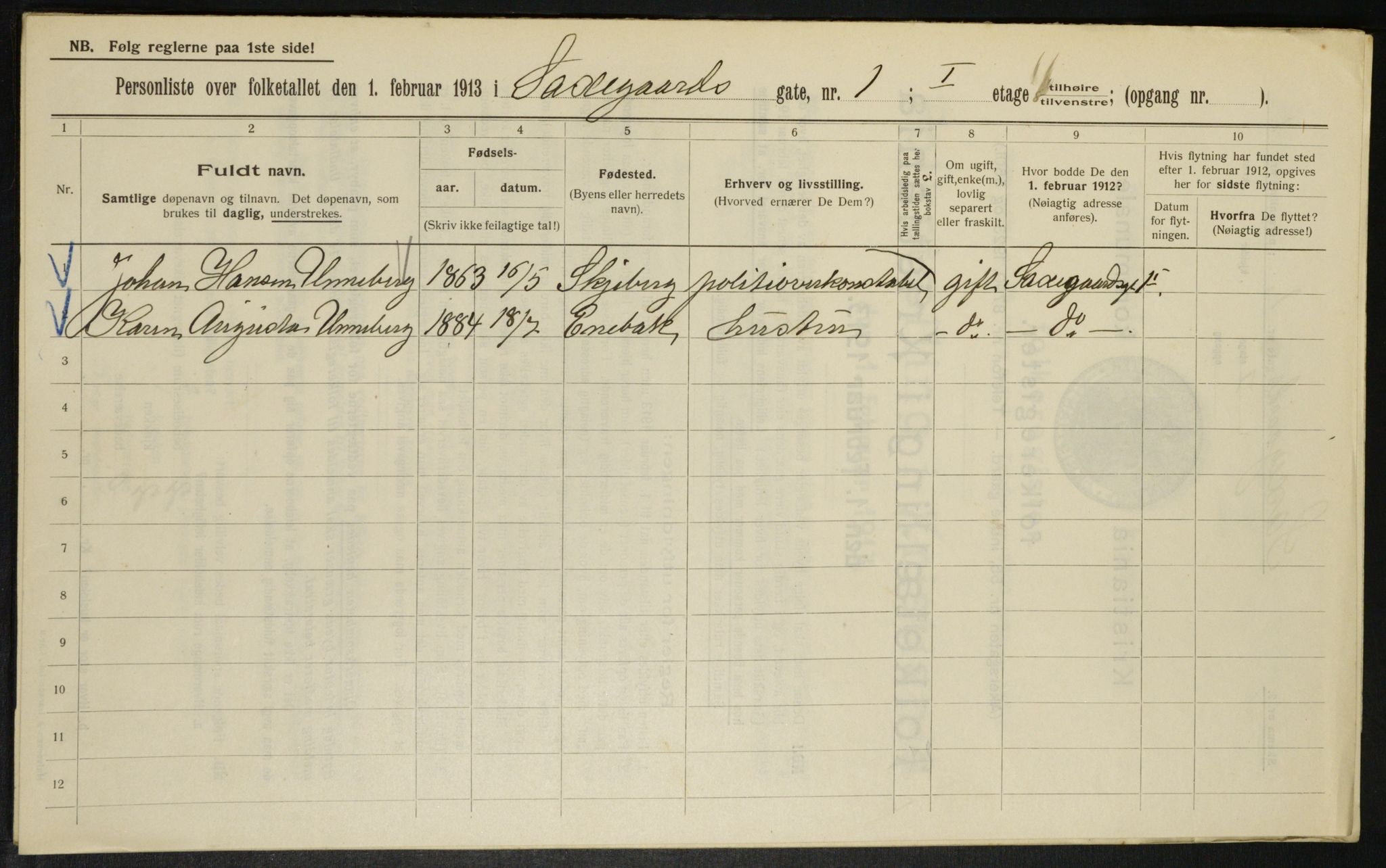 OBA, Municipal Census 1913 for Kristiania, 1913, p. 89290