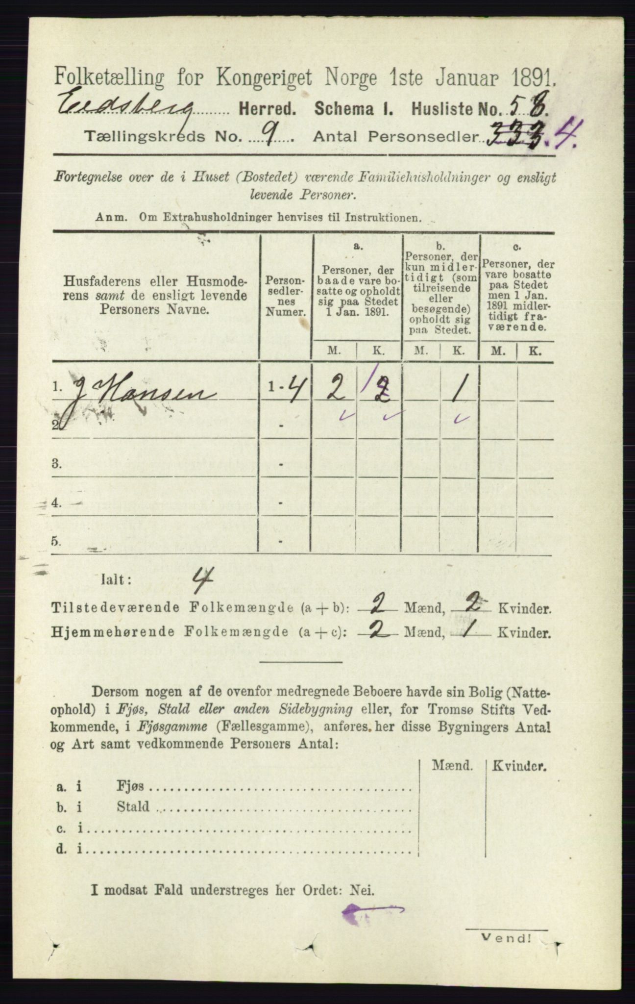 RA, 1891 census for 0125 Eidsberg, 1891, p. 5155