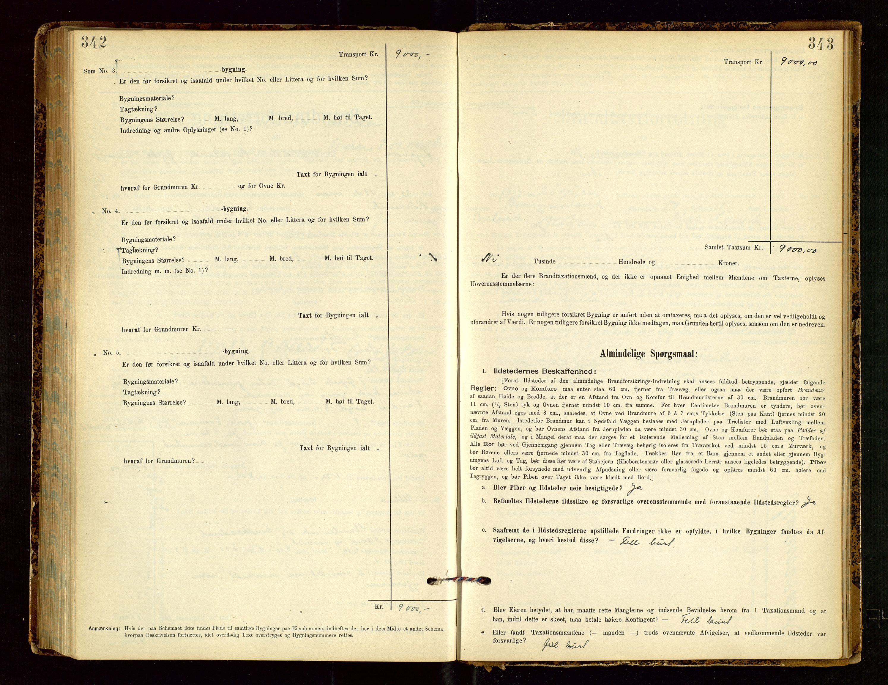 Tysvær lensmannskontor, AV/SAST-A-100192/Gob/L0002: "Brandtakstprotokol for Lensmanden i Tysvær", 1901-1932, p. 342-343