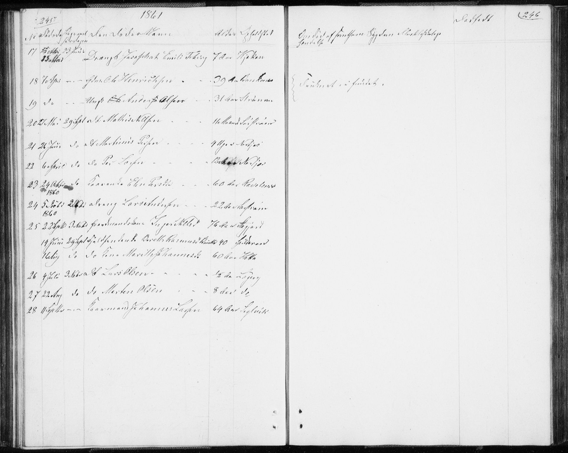 Skjervøy sokneprestkontor, SATØ/S-1300/H/Ha/Hab/L0003klokker: Parish register (copy) no. 3, 1849-1861, p. 245-246