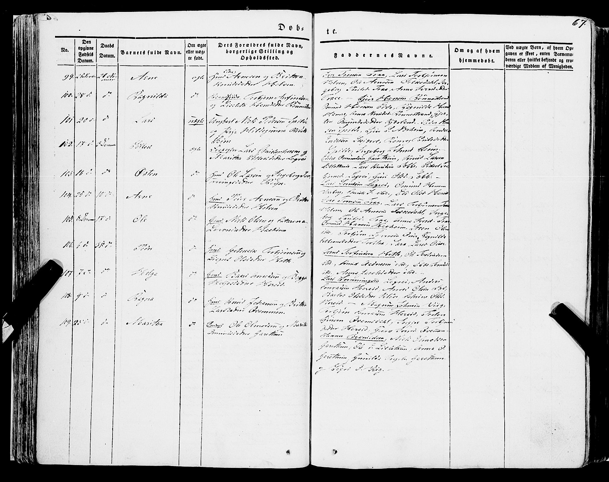 Ulvik sokneprestembete, AV/SAB-A-78801/H/Haa: Parish register (official) no. A 12, 1839-1853, p. 67