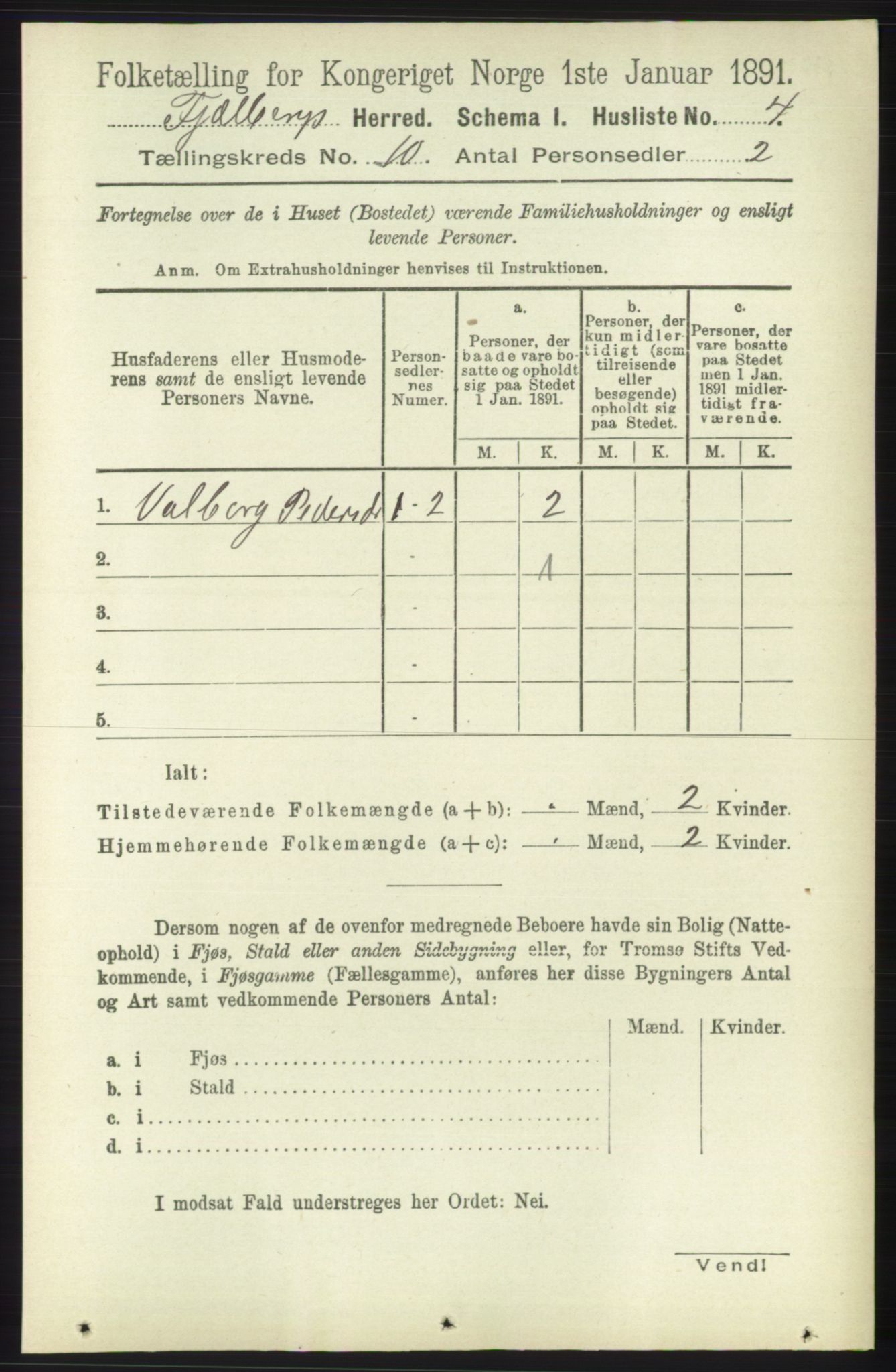 RA, 1891 census for 1213 Fjelberg, 1891, p. 3738