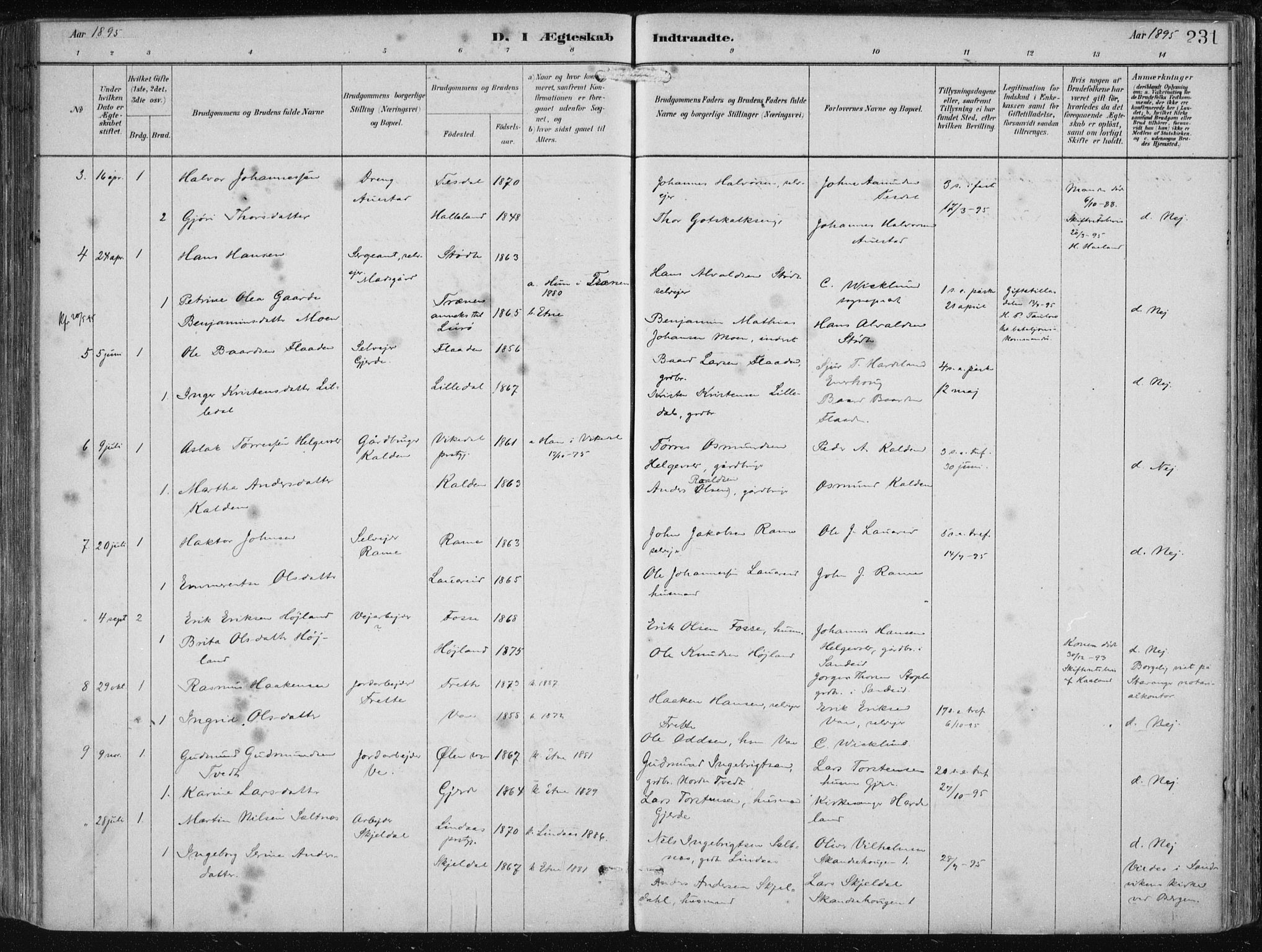 Etne sokneprestembete, SAB/A-75001/H/Haa: Parish register (official) no. B  1, 1879-1919, p. 231