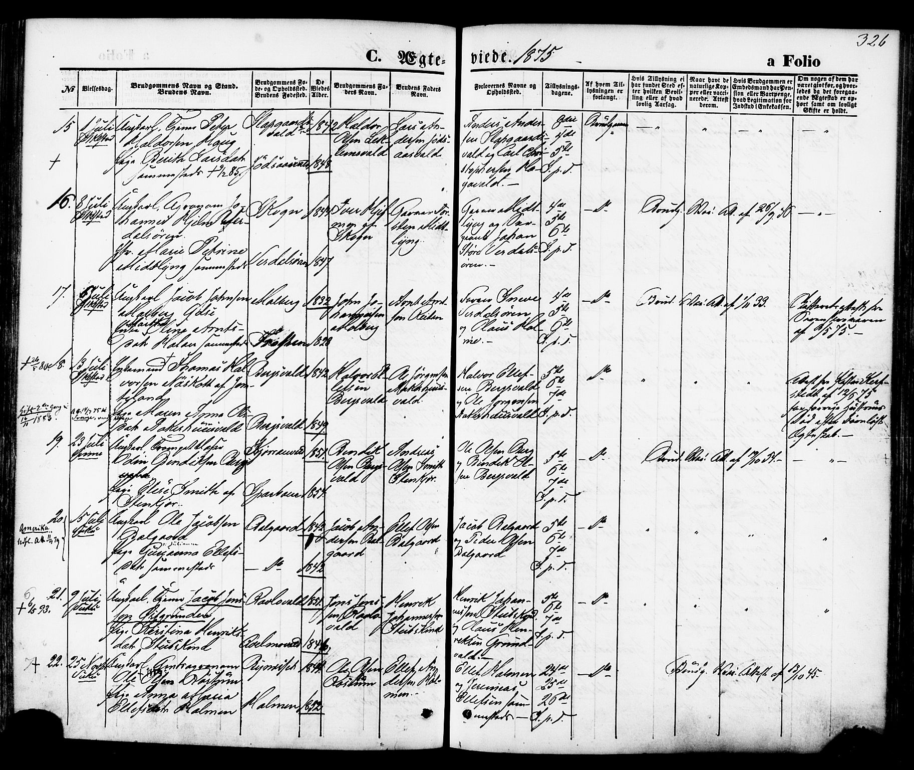 Ministerialprotokoller, klokkerbøker og fødselsregistre - Nord-Trøndelag, AV/SAT-A-1458/723/L0242: Parish register (official) no. 723A11, 1870-1880, p. 326