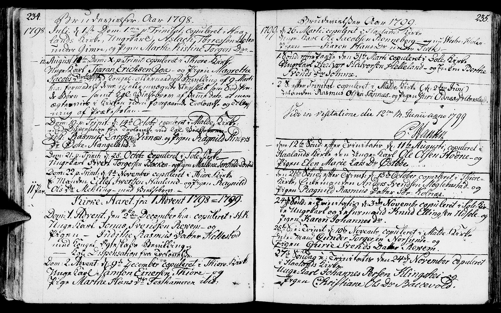 Håland sokneprestkontor, SAST/A-101802/001/30BA/L0003: Parish register (official) no. A 3, 1794-1815, p. 234-235