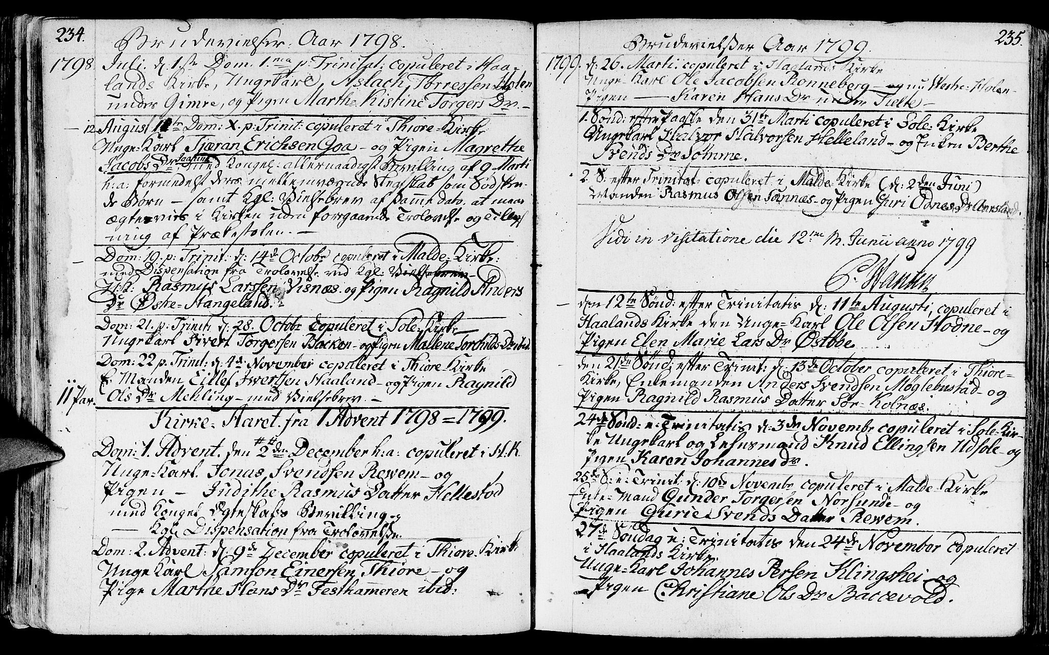 Håland sokneprestkontor, AV/SAST-A-101802/001/30BA/L0003: Parish register (official) no. A 3, 1794-1815, p. 234-235