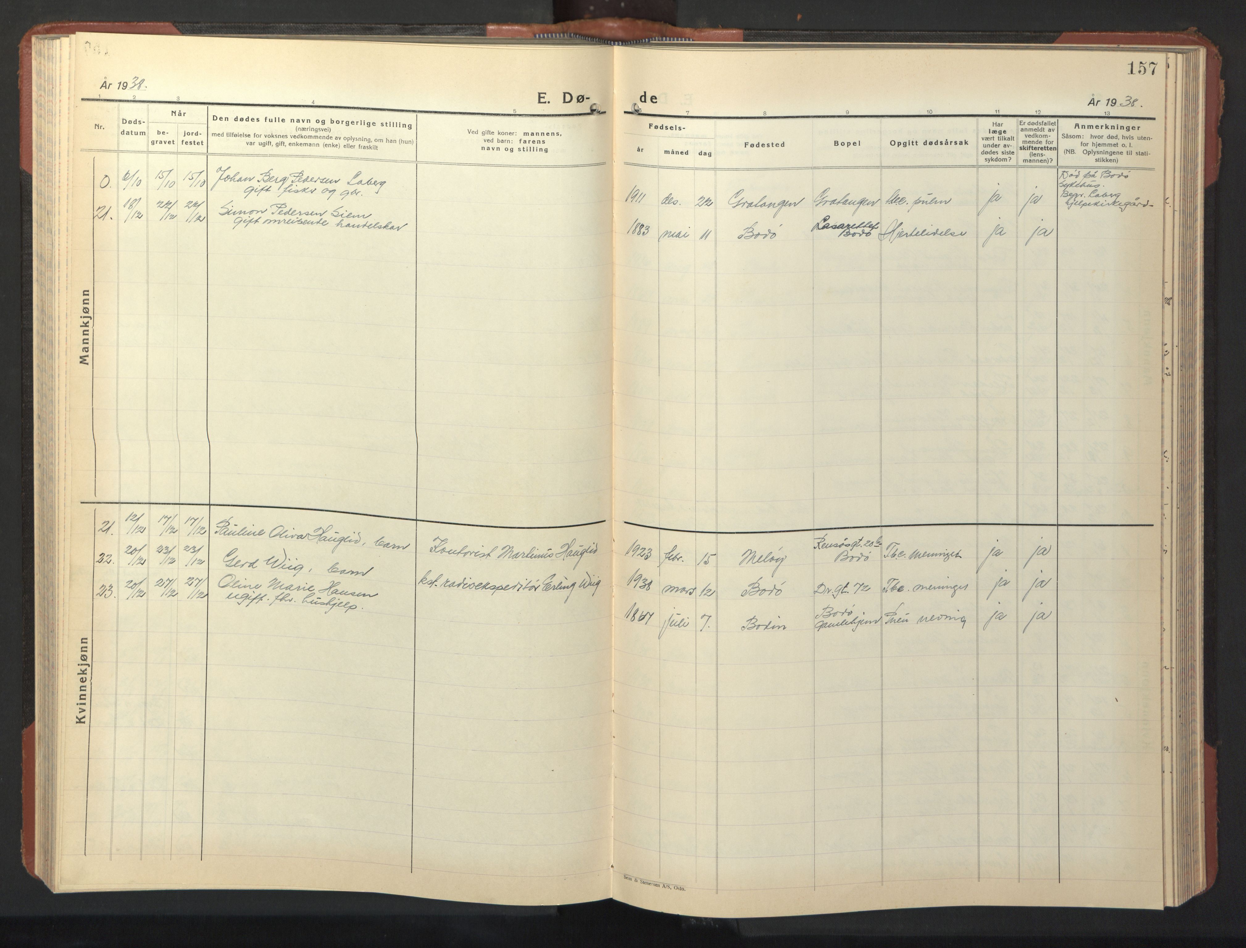 Ministerialprotokoller, klokkerbøker og fødselsregistre - Nordland, SAT/A-1459/801/L0038: Parish register (copy) no. 801C13, 1935-1951, p. 157