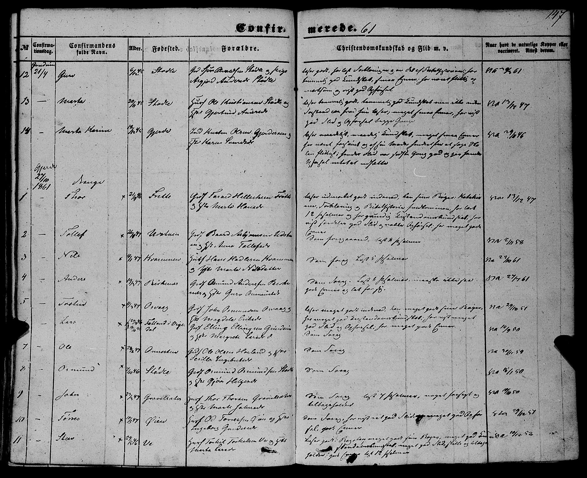 Etne sokneprestembete, AV/SAB-A-75001/H/Haa: Parish register (official) no. A 8, 1848-1862, p. 147