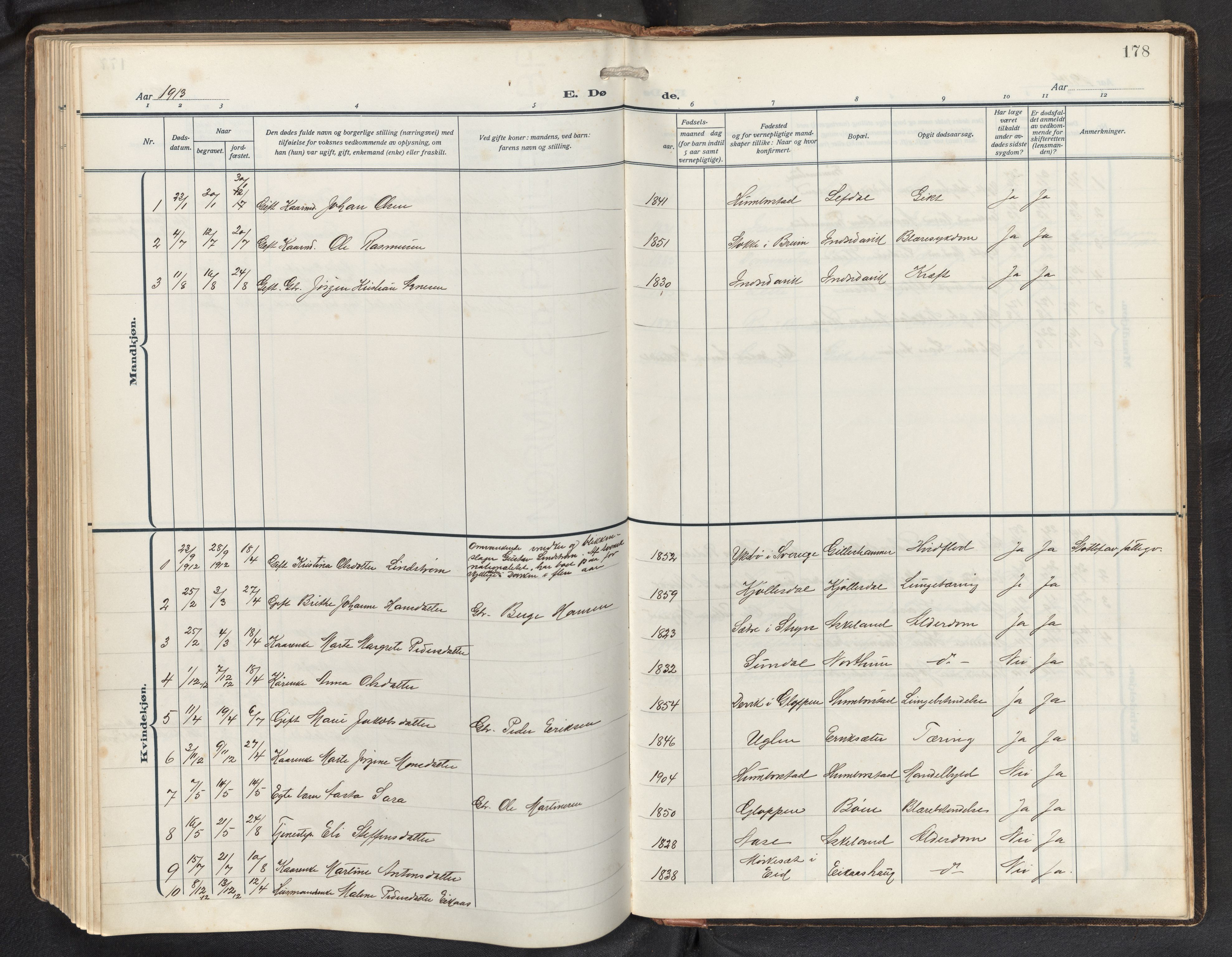 Davik sokneprestembete, AV/SAB-A-79701/H/Hab/Haba/L0003: Parish register (copy) no. A 3, 1912-1947, p. 177b-178a