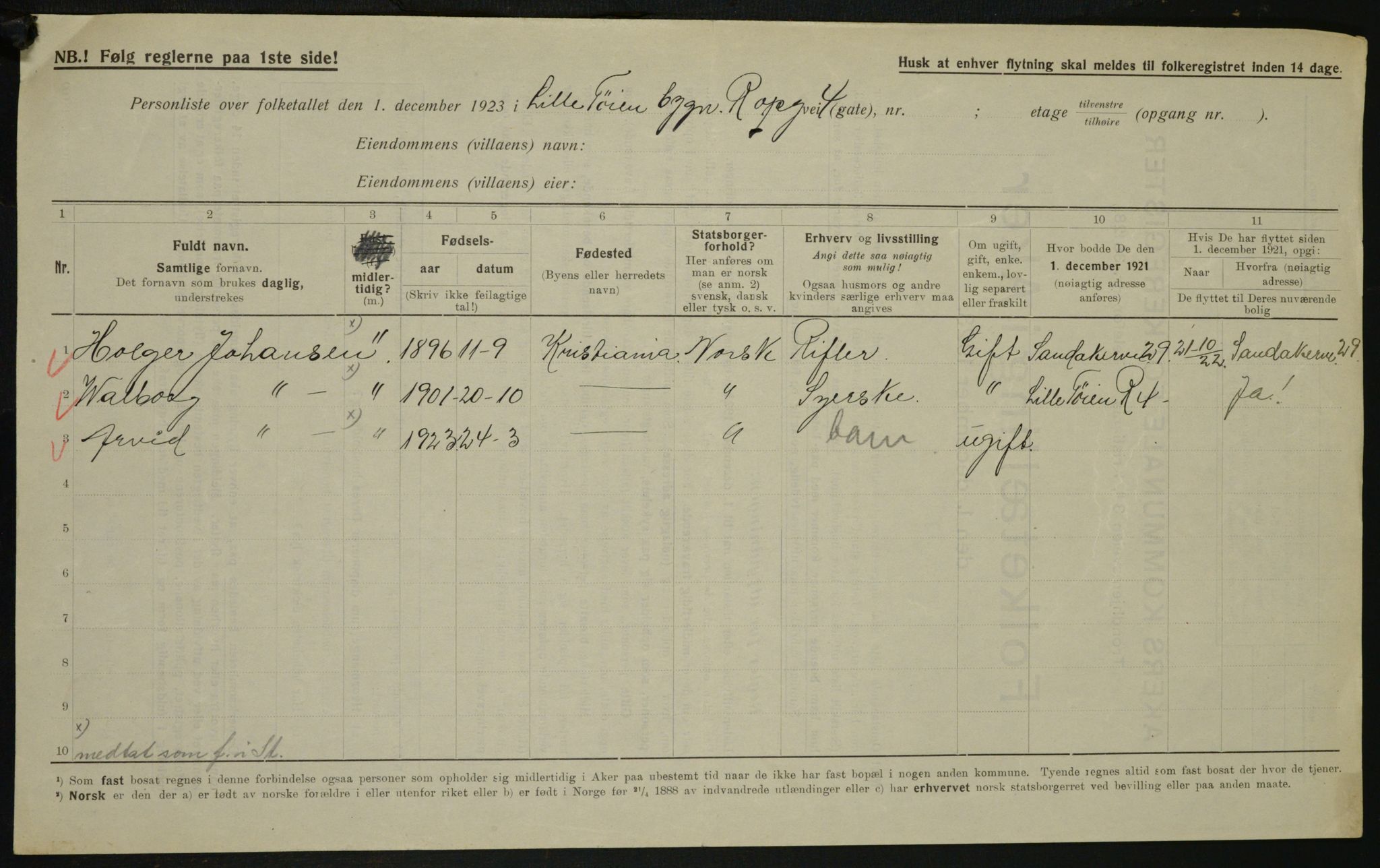 , Municipal Census 1923 for Aker, 1923, p. 26859