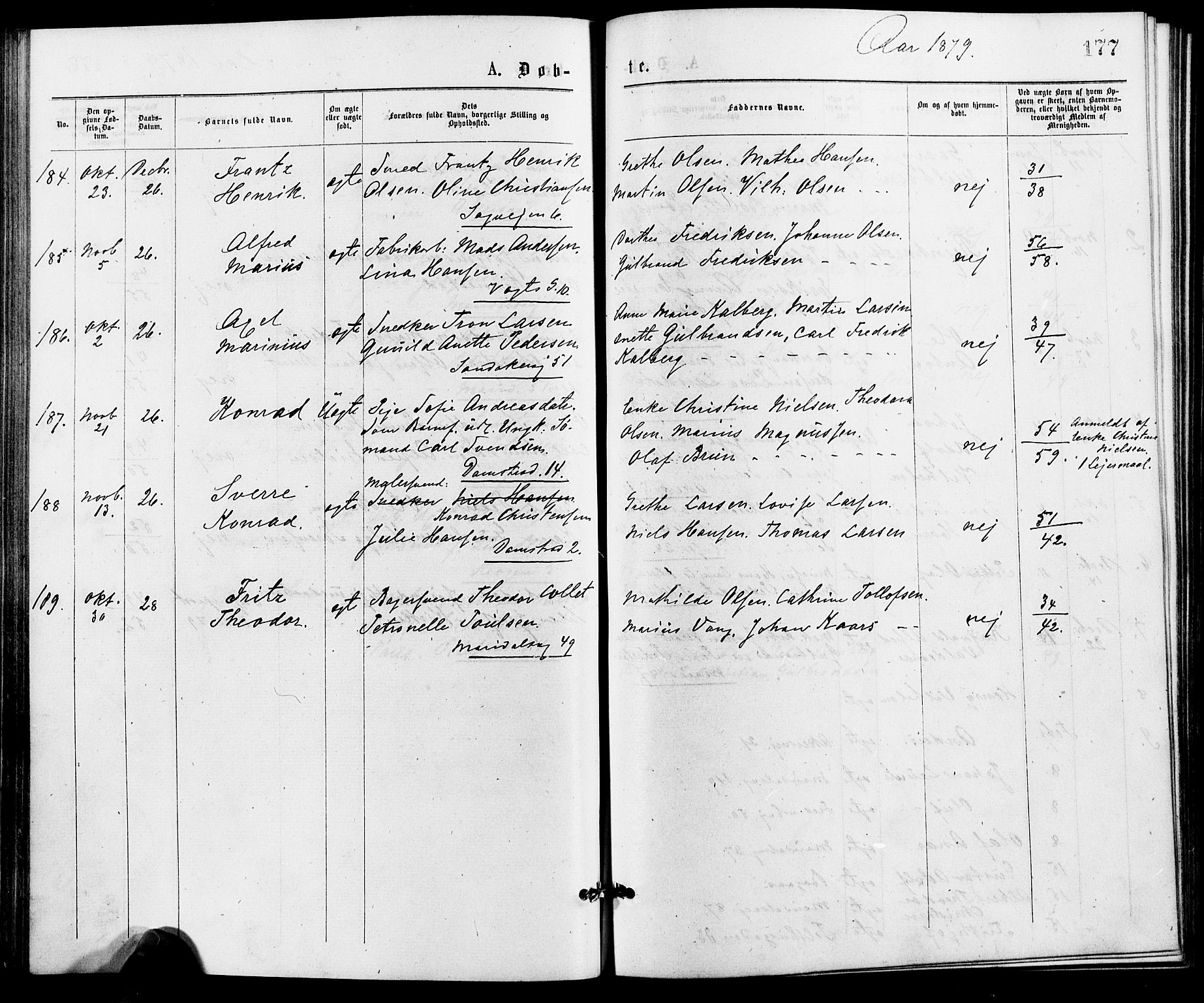 Gamle Aker prestekontor Kirkebøker, SAO/A-10617a/G/L0004: Parish register (copy) no. 4, 1875-1879, p. 177