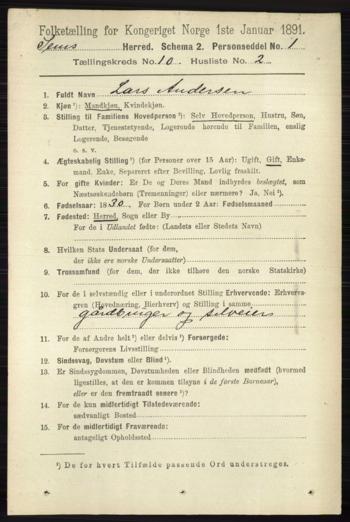 RA, 1891 census for 0721 Sem, 1891, p. 4801