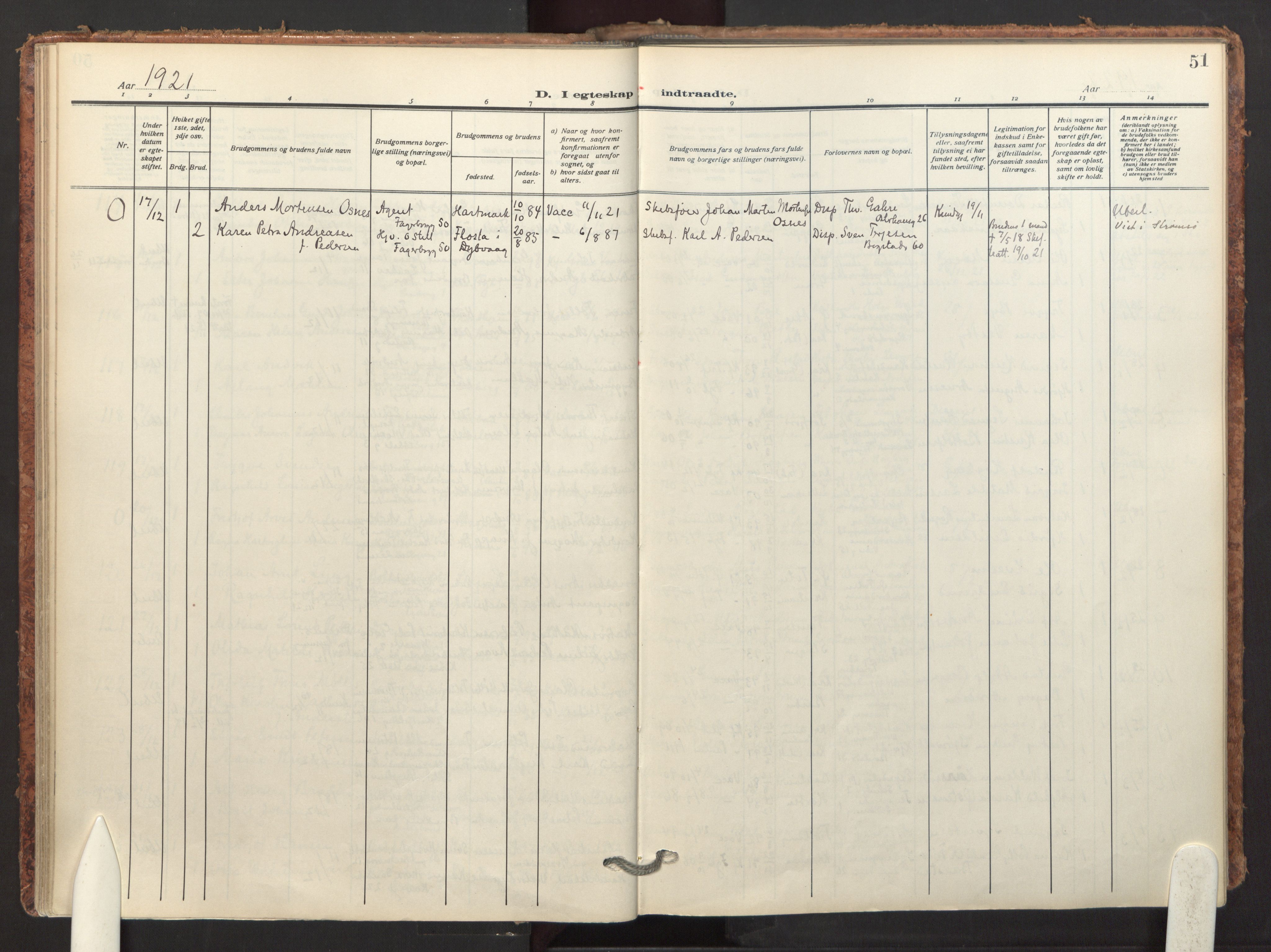 Fagerborg prestekontor Kirkebøker, AV/SAO-A-10844/F/Fa/L0007: Parish register (official) no. 7, 1917-1934, p. 51