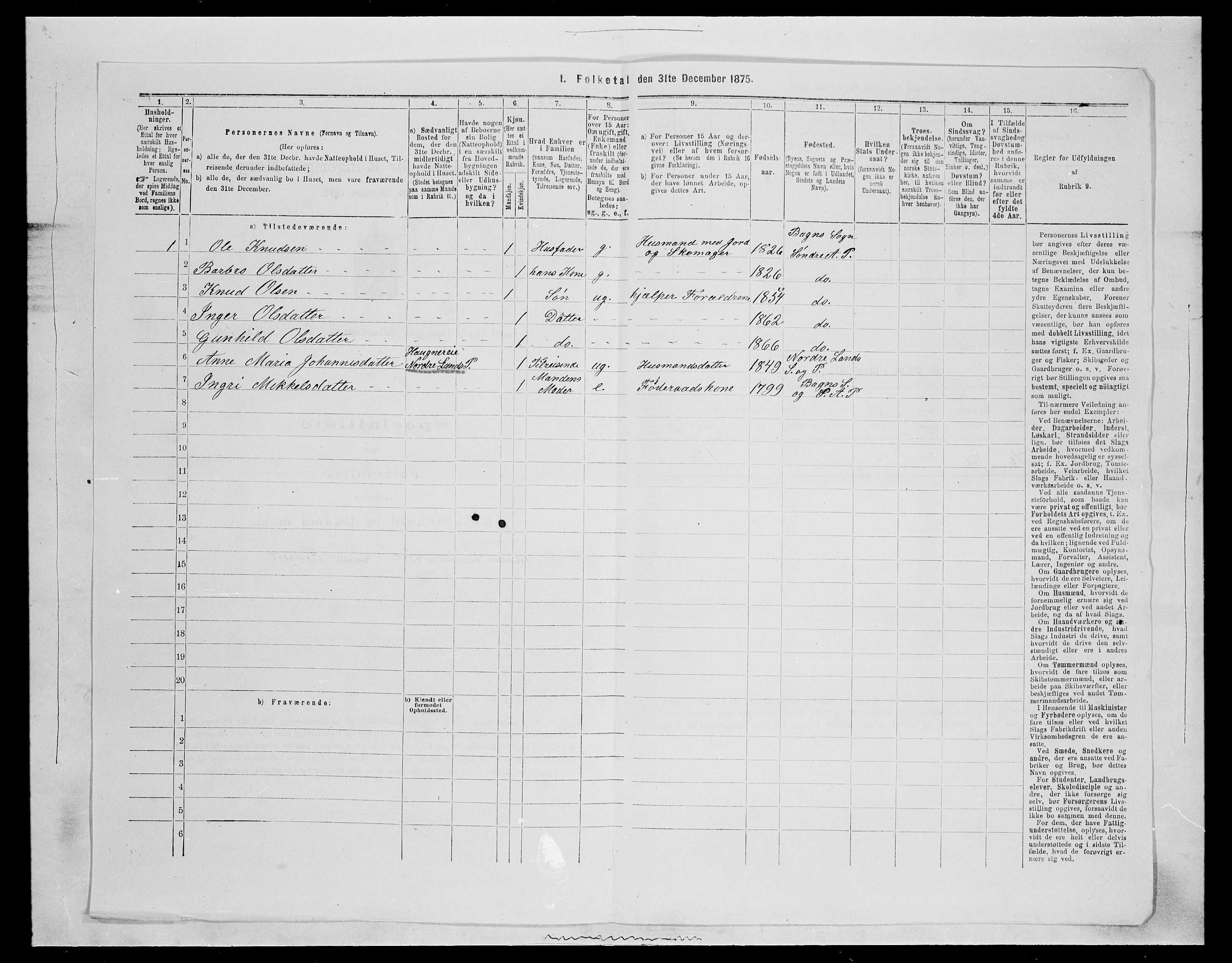 SAH, 1875 census for 0540P Sør-Aurdal, 1875, p. 524