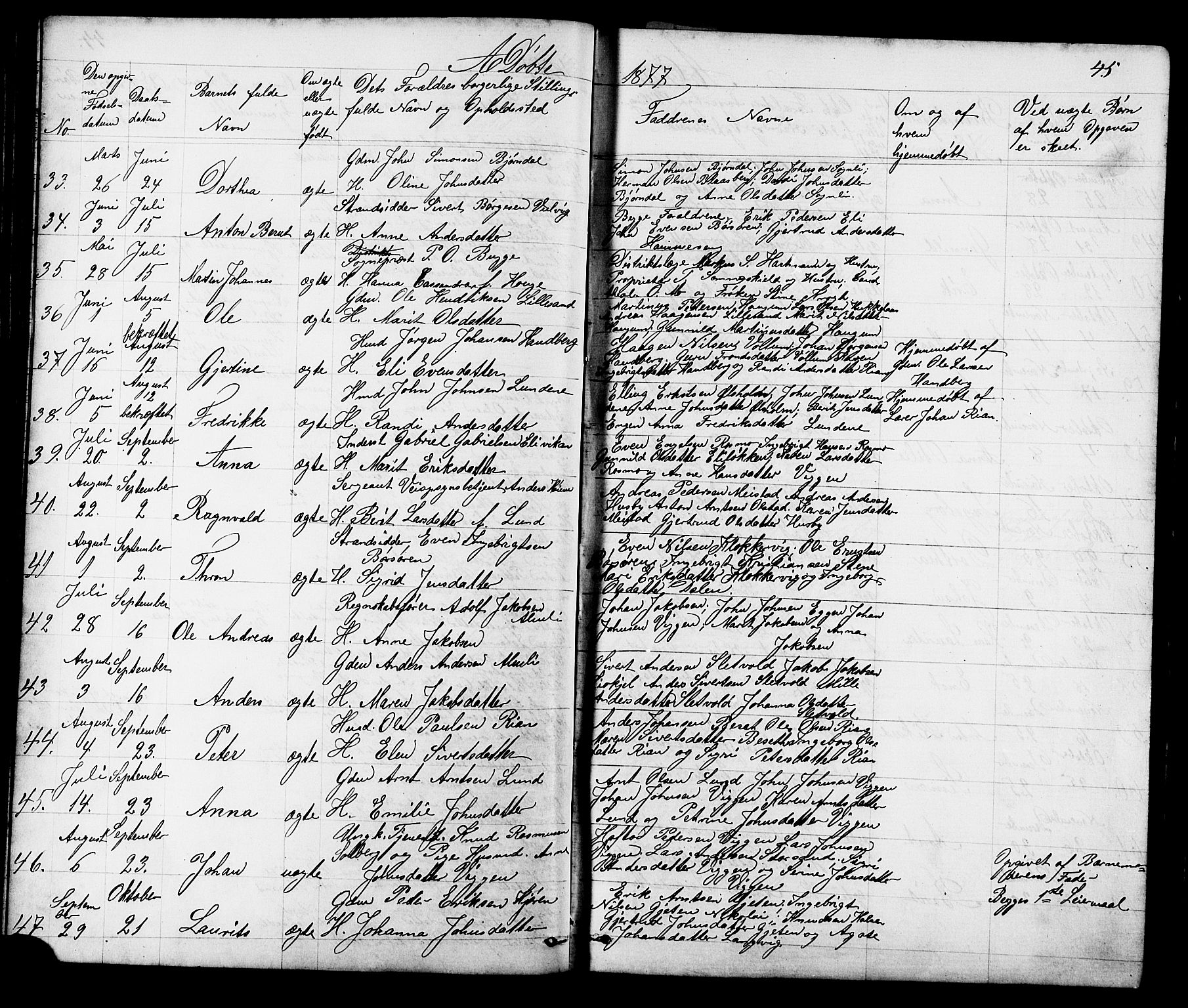 Ministerialprotokoller, klokkerbøker og fødselsregistre - Sør-Trøndelag, AV/SAT-A-1456/665/L0777: Parish register (copy) no. 665C02, 1867-1915, p. 45