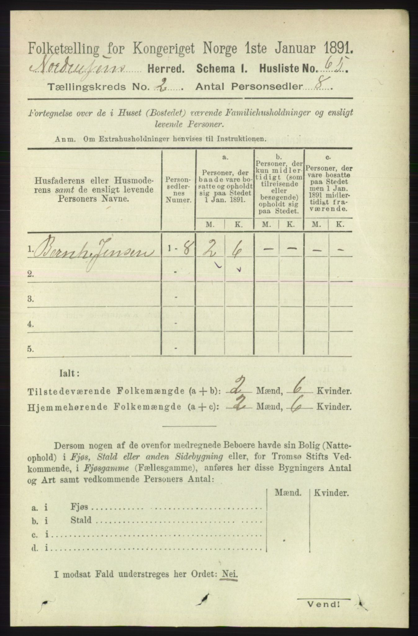 RA, 1891 census for 1942 Nordreisa, 1891, p. 766