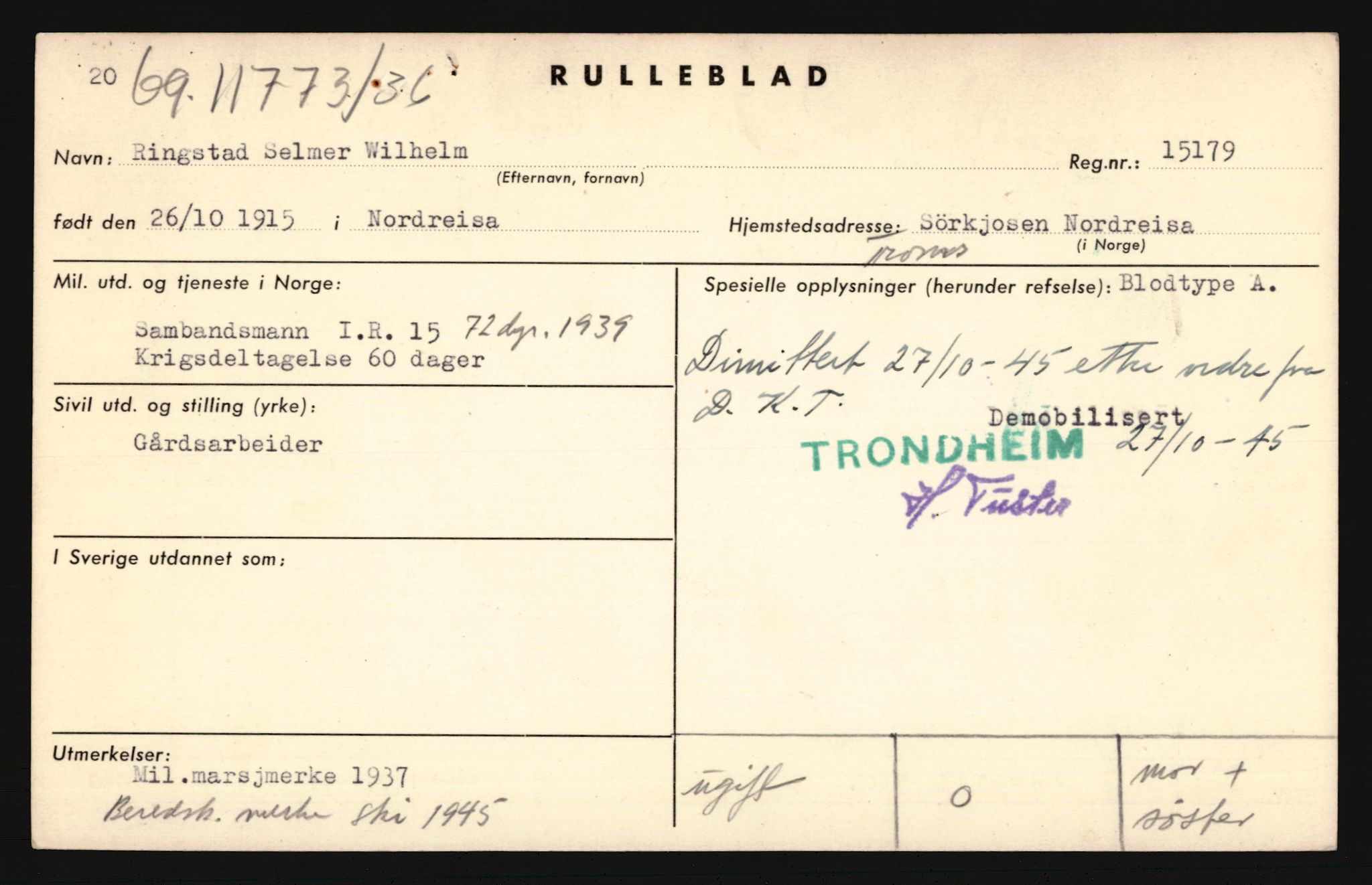 Forsvaret, Troms infanteriregiment nr. 16, AV/RA-RAFA-3146/P/Pa/L0020: Rulleblad for regimentets menige mannskaper, årsklasse 1936, 1936, p. 1161