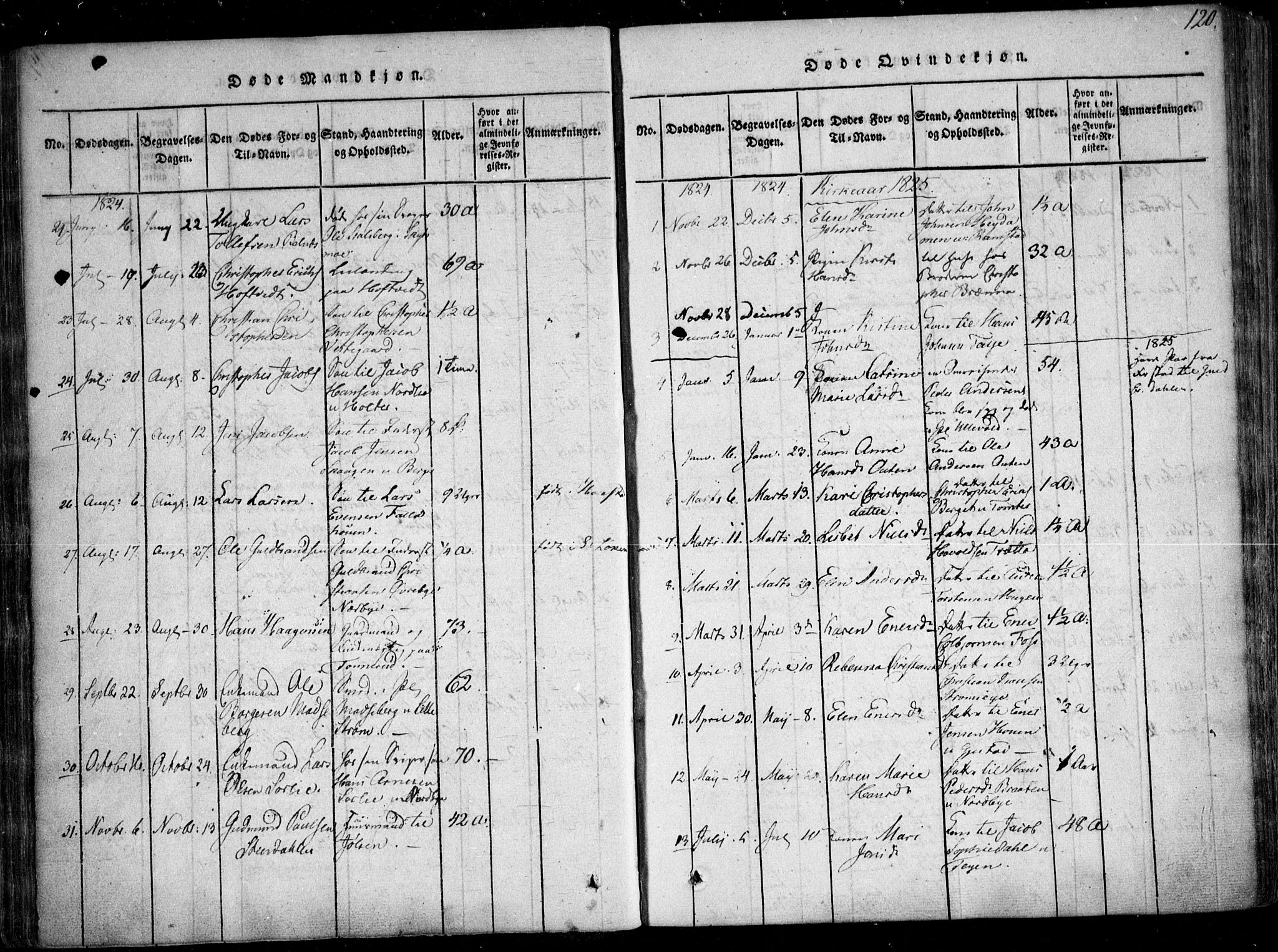 Fet prestekontor Kirkebøker, SAO/A-10370a/F/Fa/L0008: Parish register (official) no. I 8, 1815-1842, p. 120