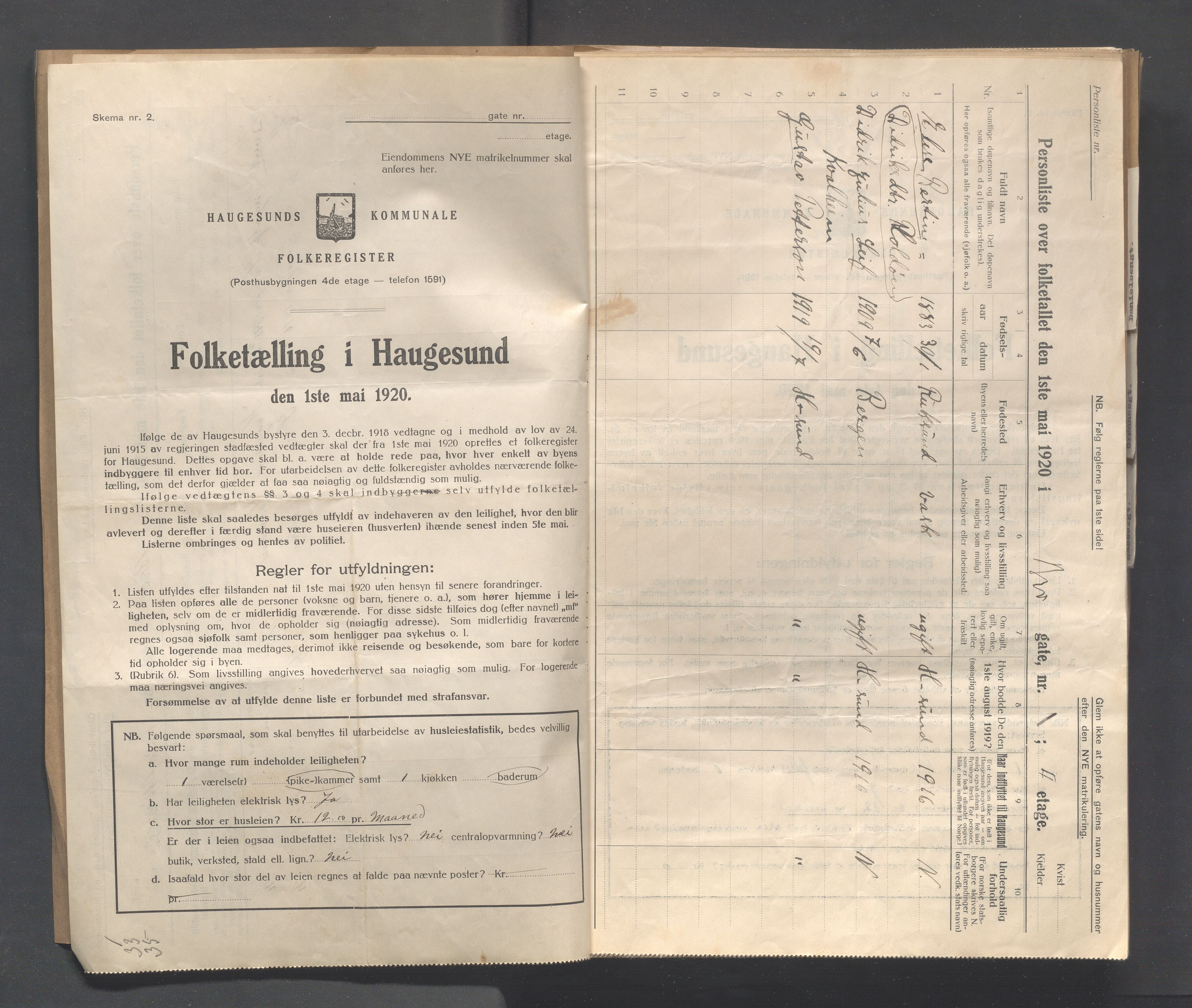 IKAR, Local census 1.5.1920 for Haugesund, 1920, p. 5614