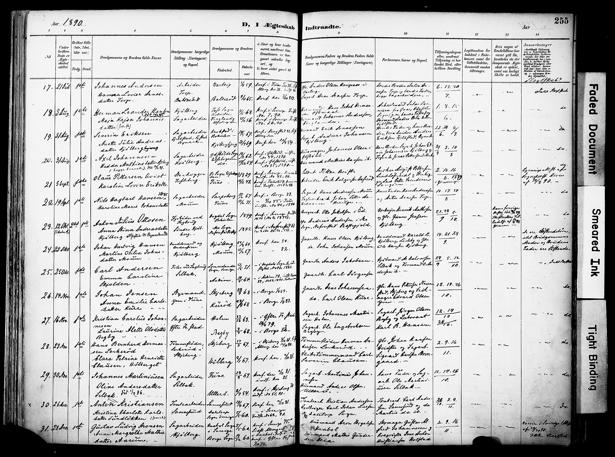 Borge prestekontor Kirkebøker, AV/SAO-A-10903/F/Fa/L0008: Parish register (official) no. I 8B, 1887-1902, p. 255