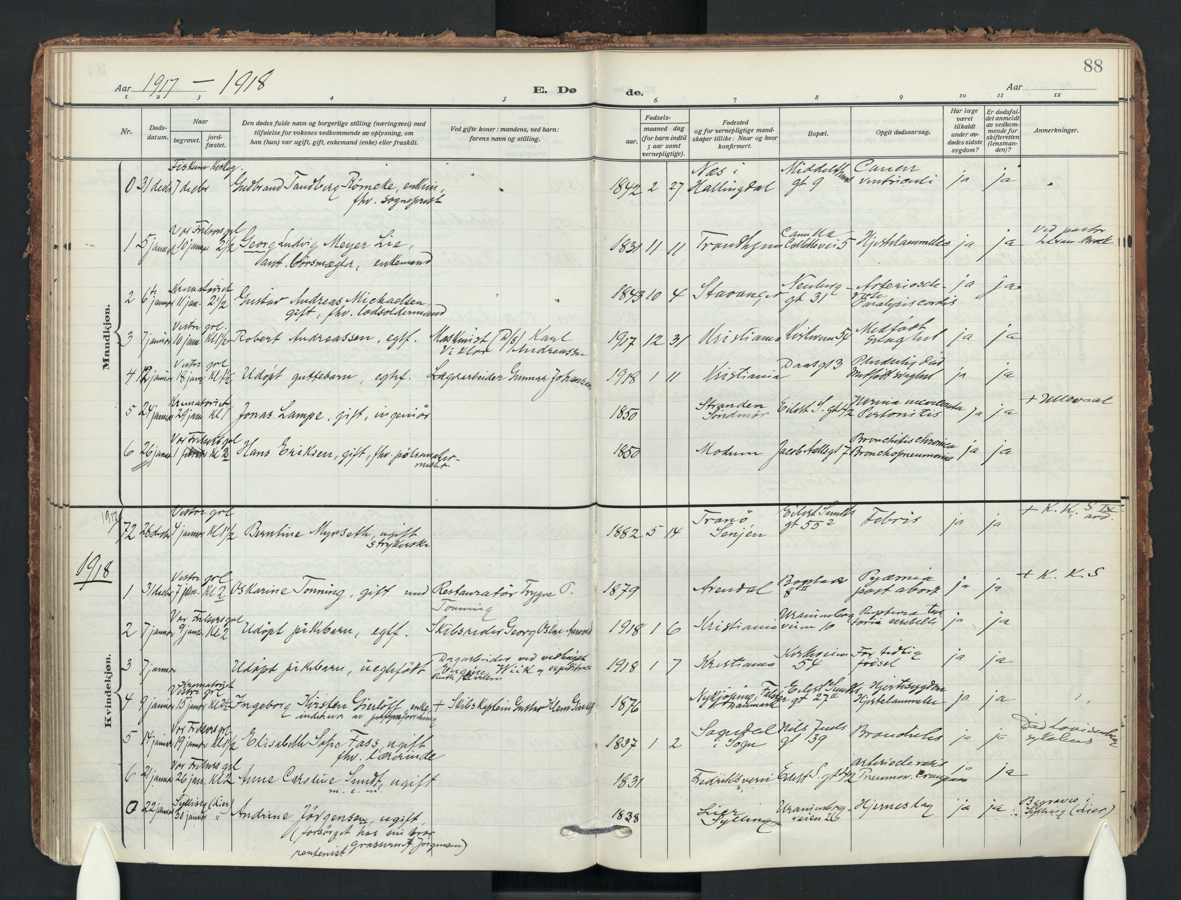 Uranienborg prestekontor Kirkebøker, AV/SAO-A-10877/F/Fa/L0011: Parish register (official) no. 11, 1909-1926, p. 88
