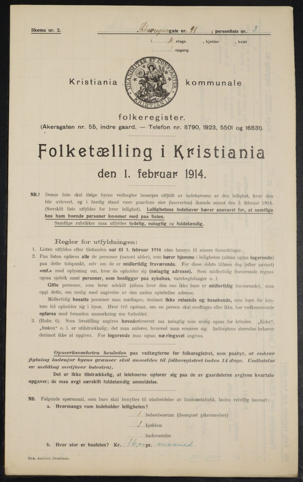 OBA, Municipal Census 1914 for Kristiania, 1914, p. 92466