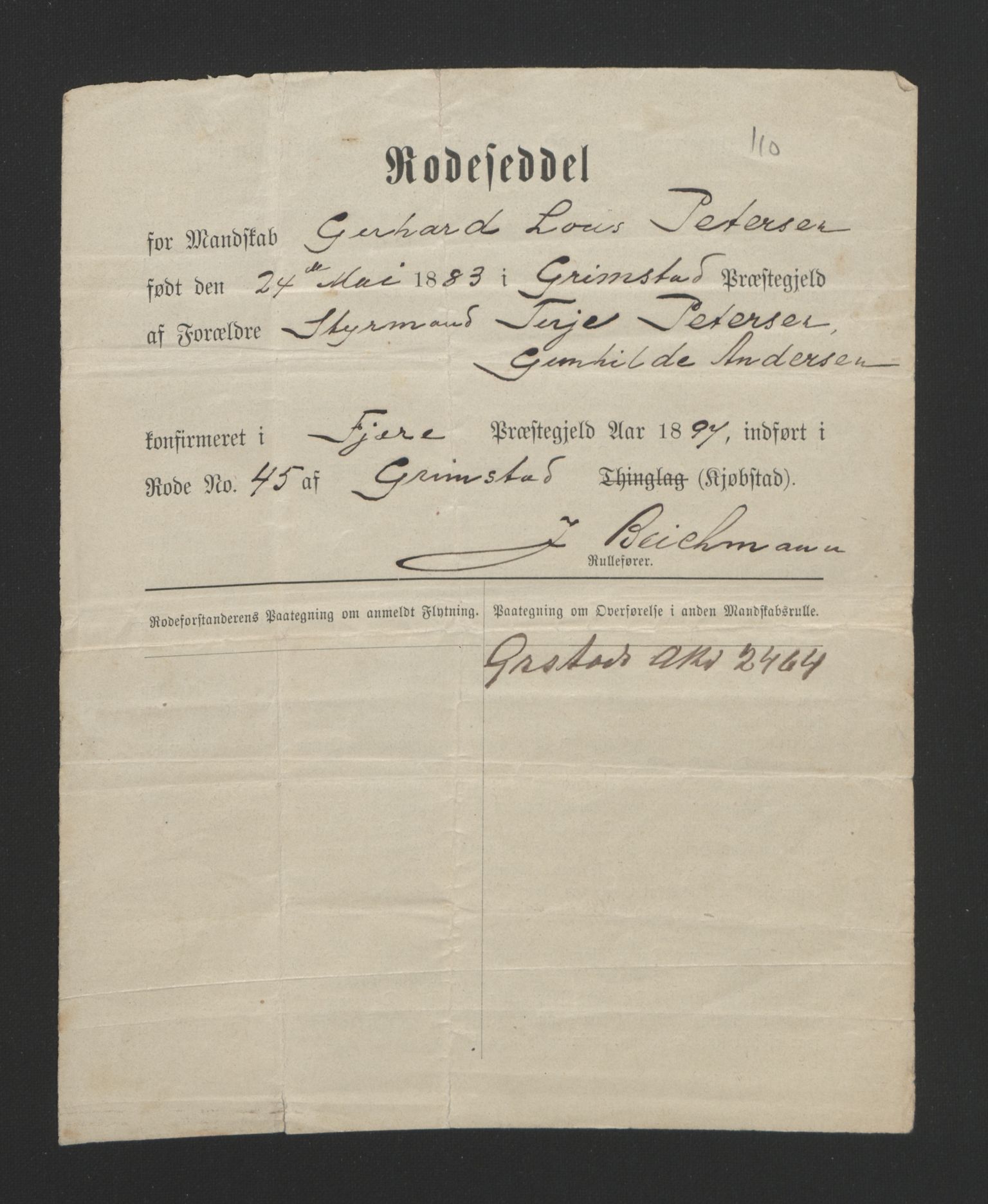 Grimstad mønstringskrets, SAK/2031-0013/F/Fa/L0002: Annotasjonsrulle nr 1921-3452 med register, F-2, 1892-1948, p. 49