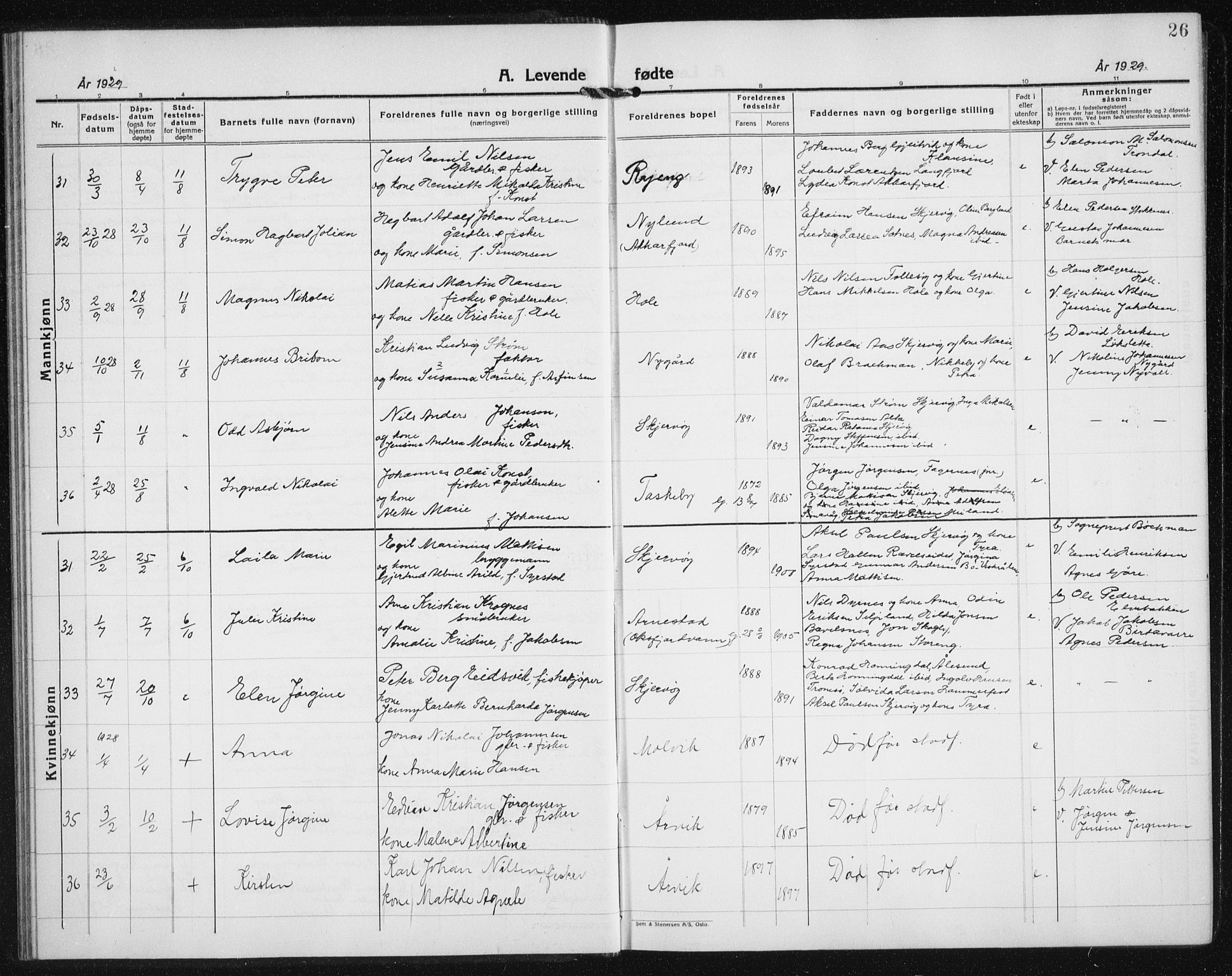 Skjervøy sokneprestkontor, AV/SATØ-S-1300/H/Ha/Hab/L0010klokker: Parish register (copy) no. 10, 1927-1941, p. 26