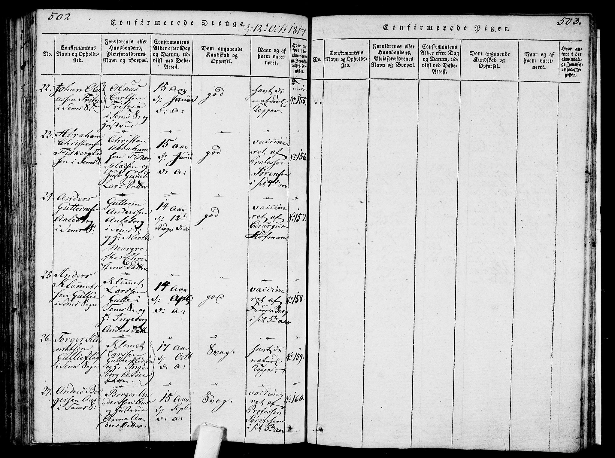 Sem kirkebøker, AV/SAKO-A-5/F/Fa/L0004: Parish register (official) no. I 4, 1814-1825, p. 502-503