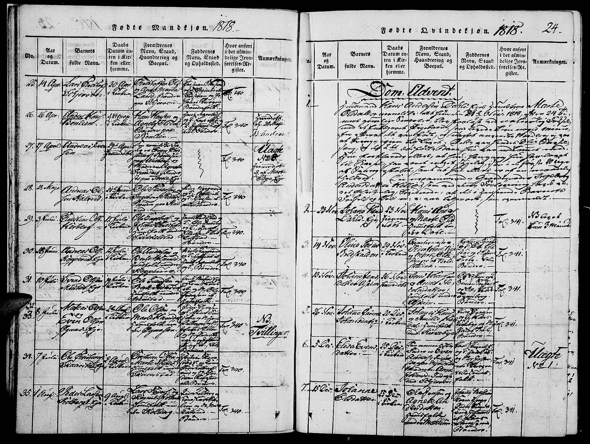 Vardal prestekontor, SAH/PREST-100/H/Ha/Haa/L0004: Parish register (official) no. 4, 1814-1831, p. 24
