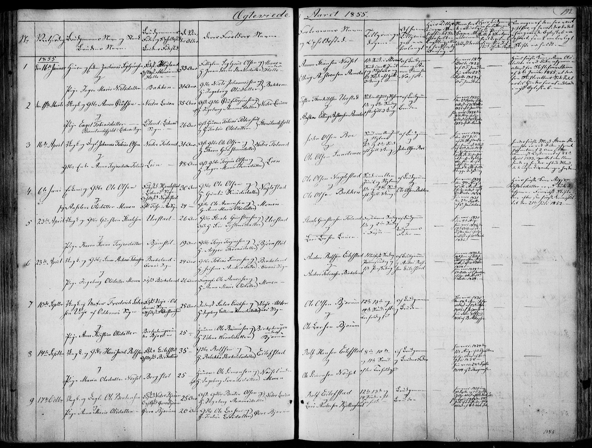 Hægebostad sokneprestkontor, SAK/1111-0024/F/Fa/Faa/L0004: Parish register (official) no. A 4, 1834-1864, p. 192