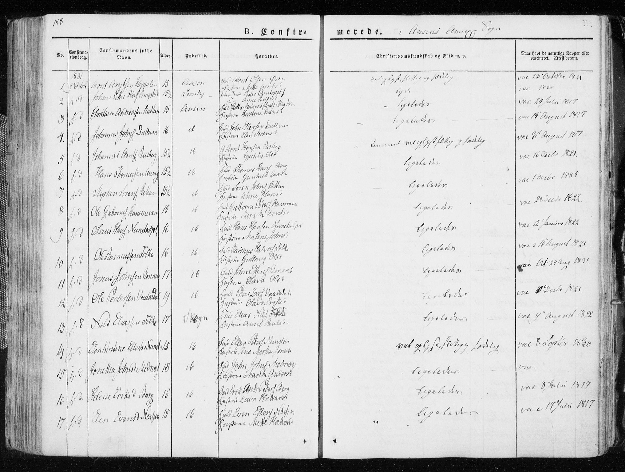 Ministerialprotokoller, klokkerbøker og fødselsregistre - Nord-Trøndelag, SAT/A-1458/713/L0114: Parish register (official) no. 713A05, 1827-1839, p. 158