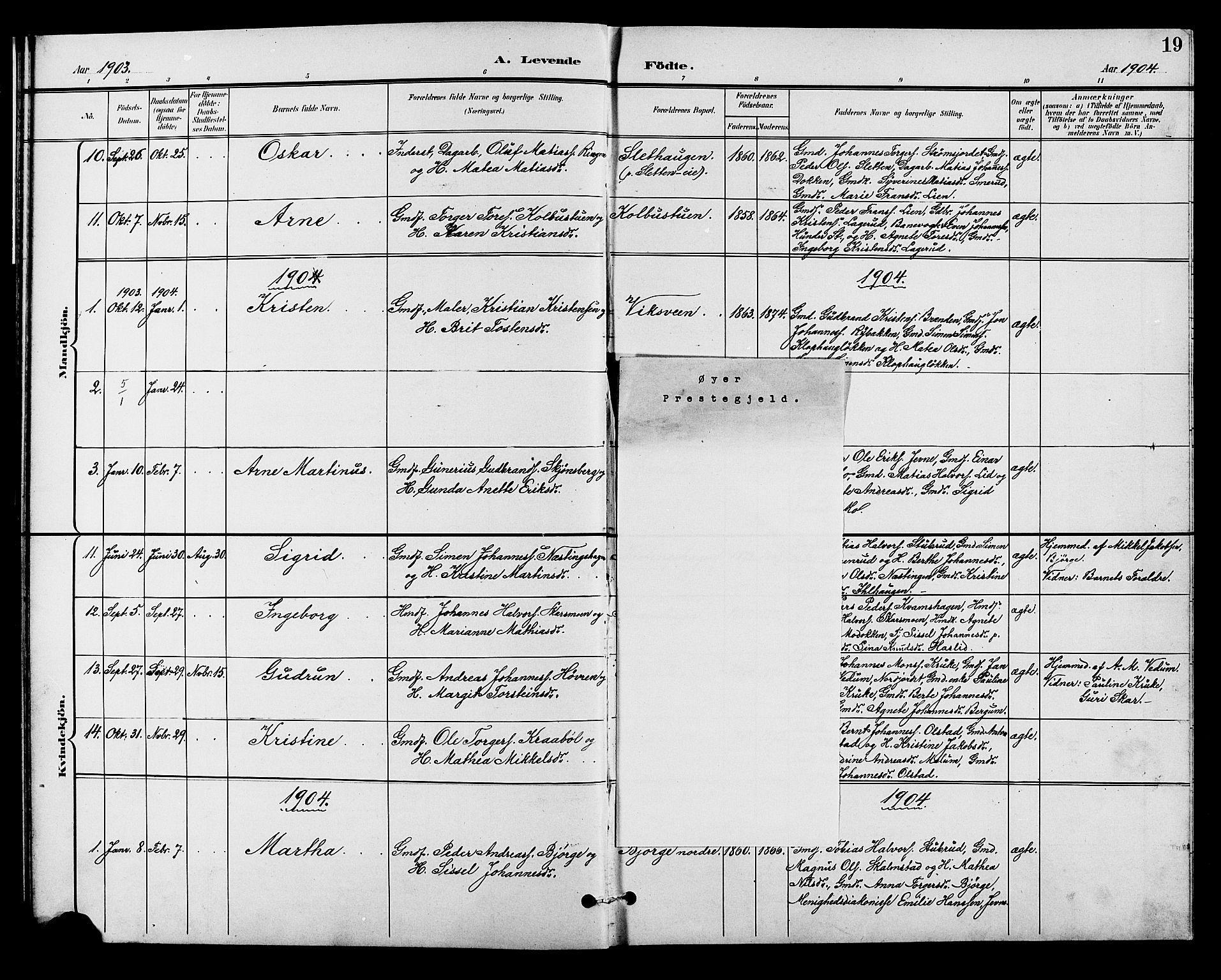 Øyer prestekontor, AV/SAH-PREST-084/H/Ha/Hab/L0005: Parish register (copy) no. 5, 1897-1913, p. 19
