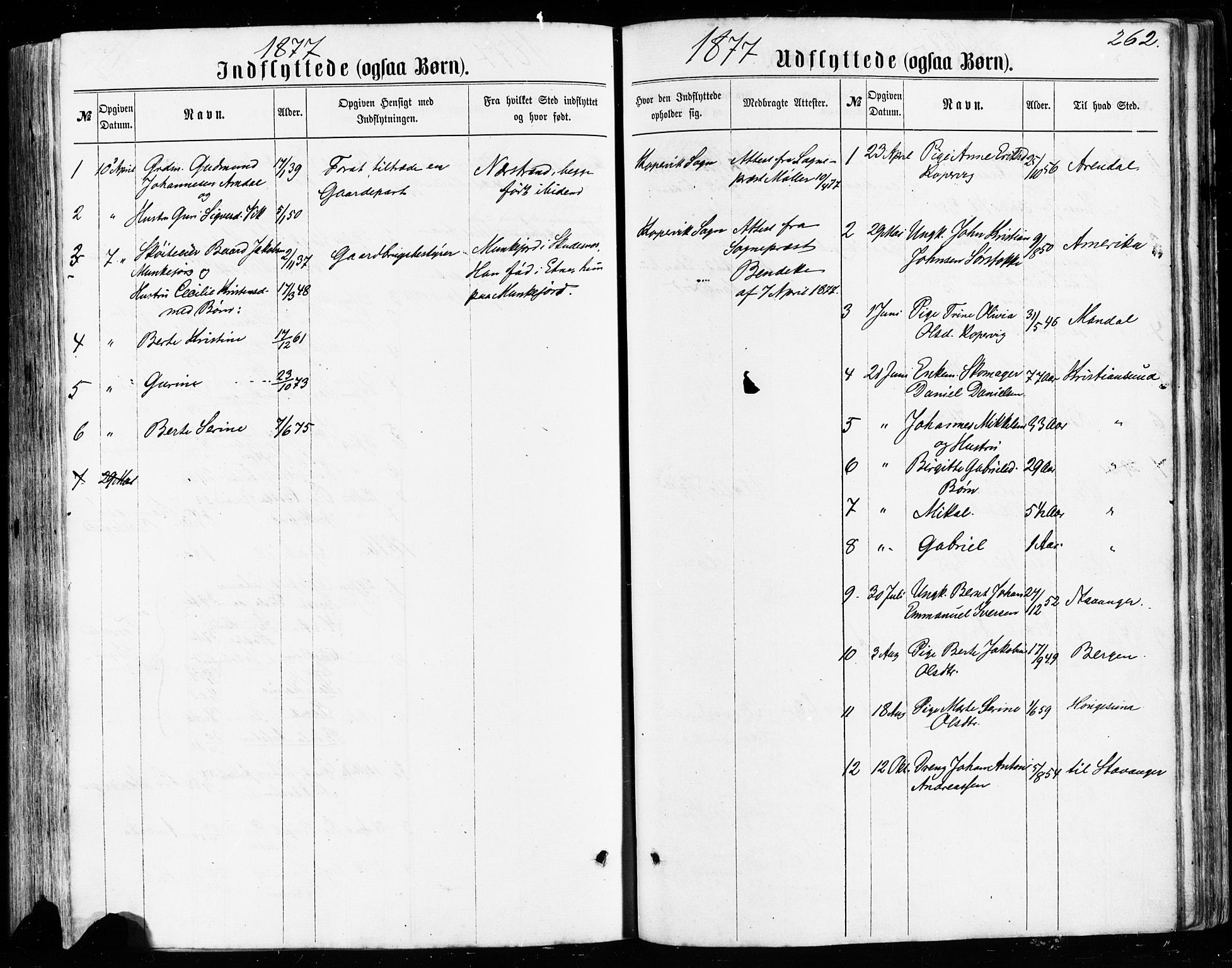Avaldsnes sokneprestkontor, SAST/A -101851/H/Ha/Haa/L0011: Parish register (official) no. A 11, 1861-1880, p. 262