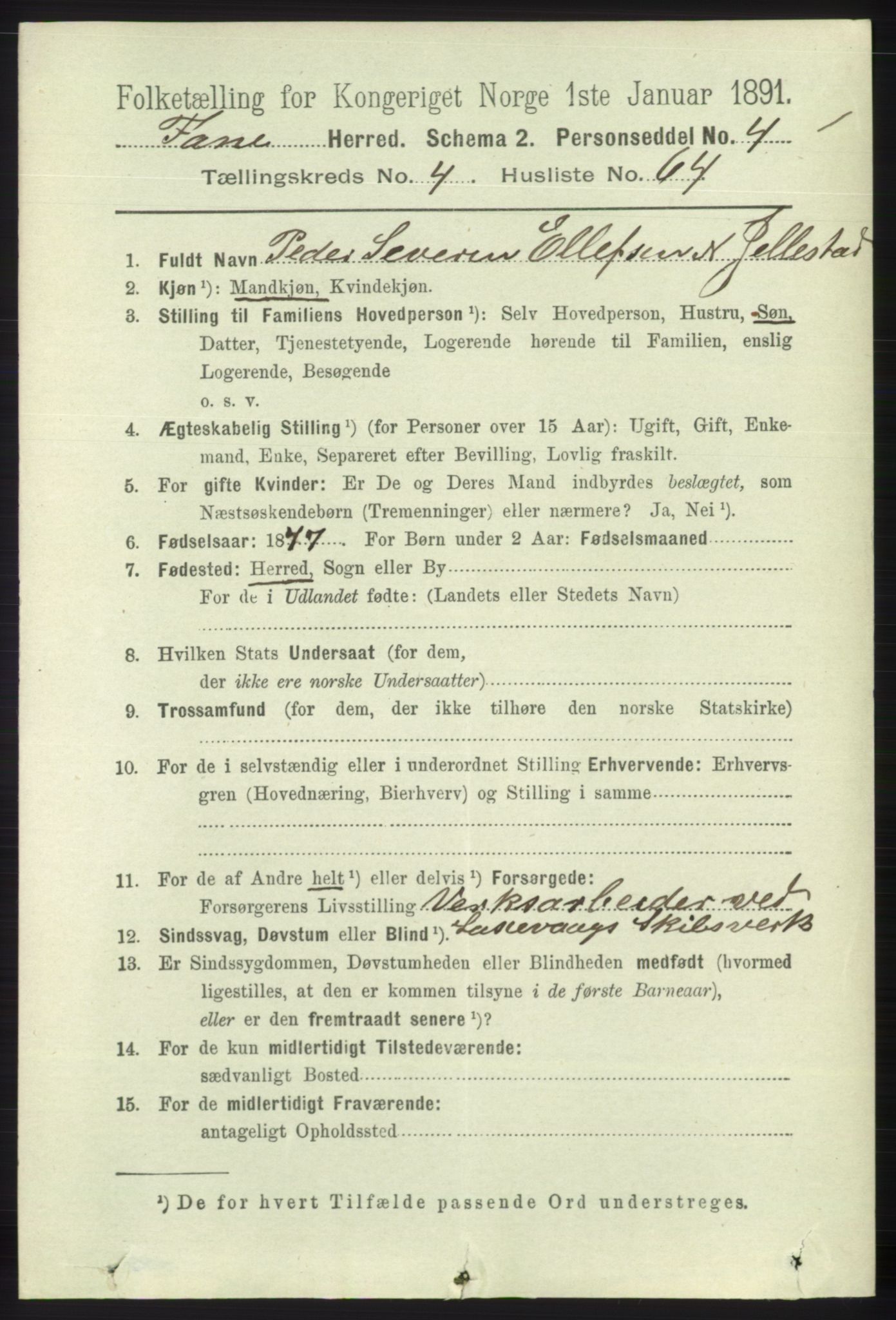 RA, 1891 census for 1249 Fana, 1891, p. 1978