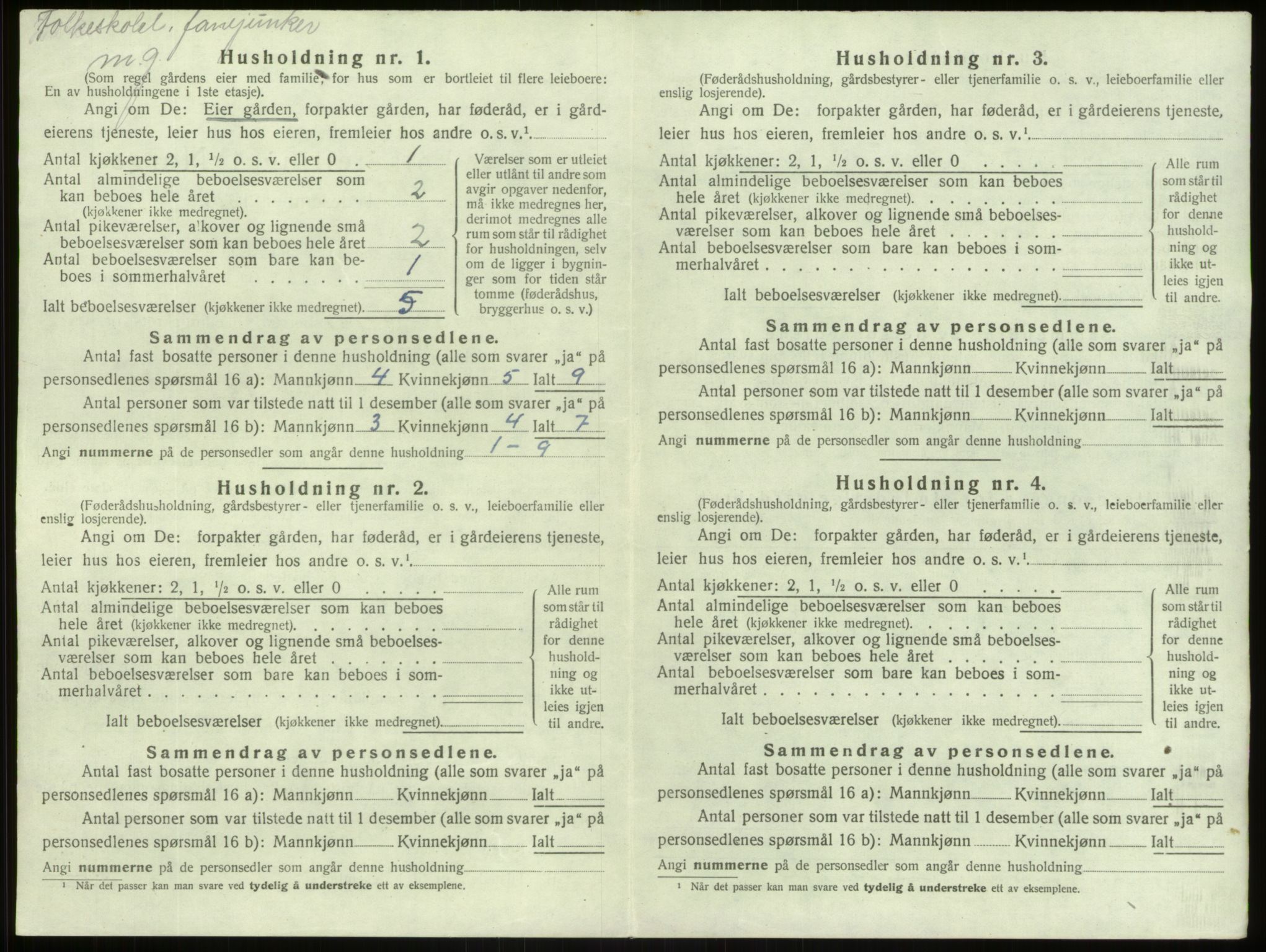 SAB, 1920 census for Lærdal, 1920, p. 131