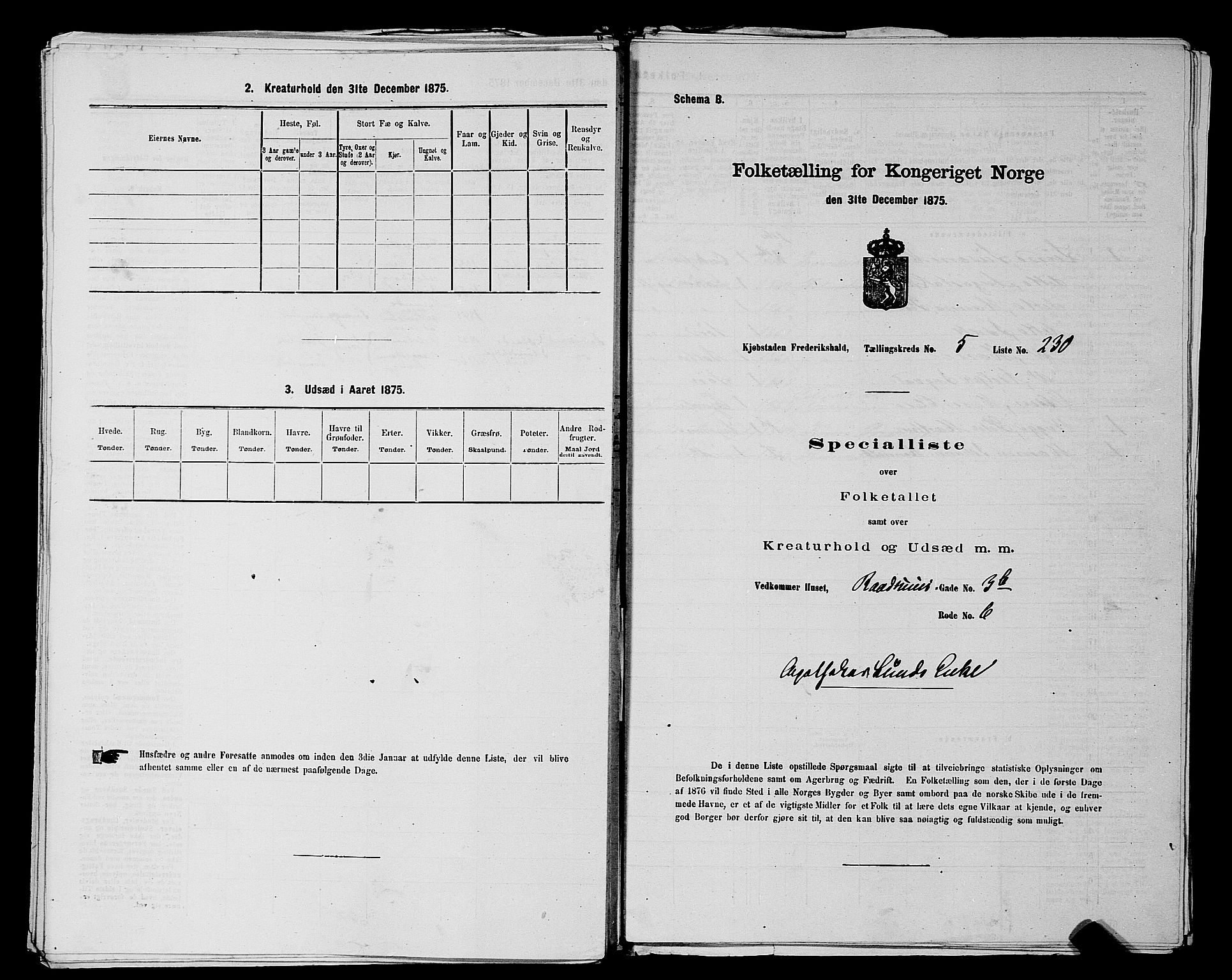 RA, 1875 census for 0101P Fredrikshald, 1875, p. 551