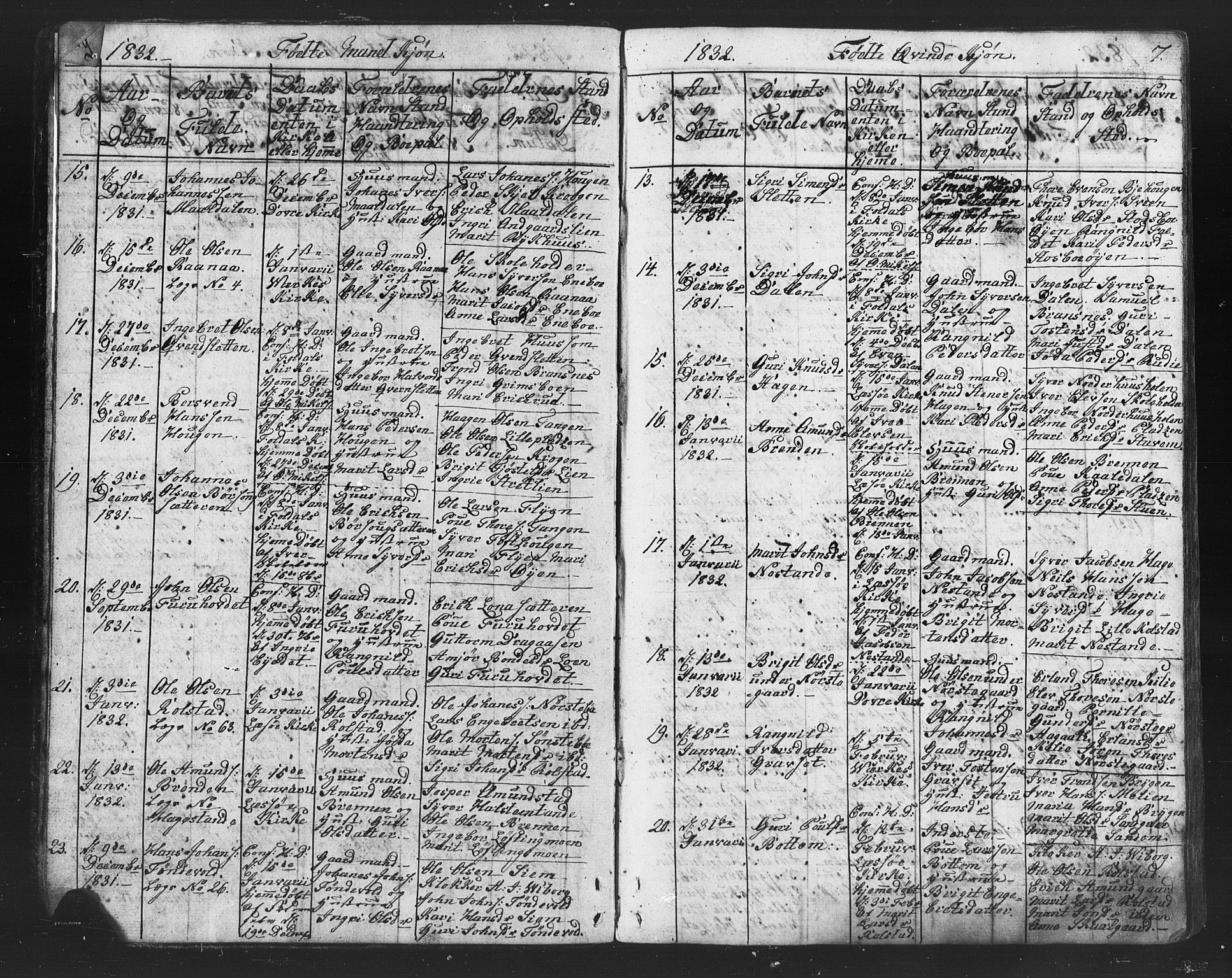 Lesja prestekontor, SAH/PREST-068/H/Ha/Hab/L0002: Parish register (copy) no. 2, 1832-1850, p. 6-7